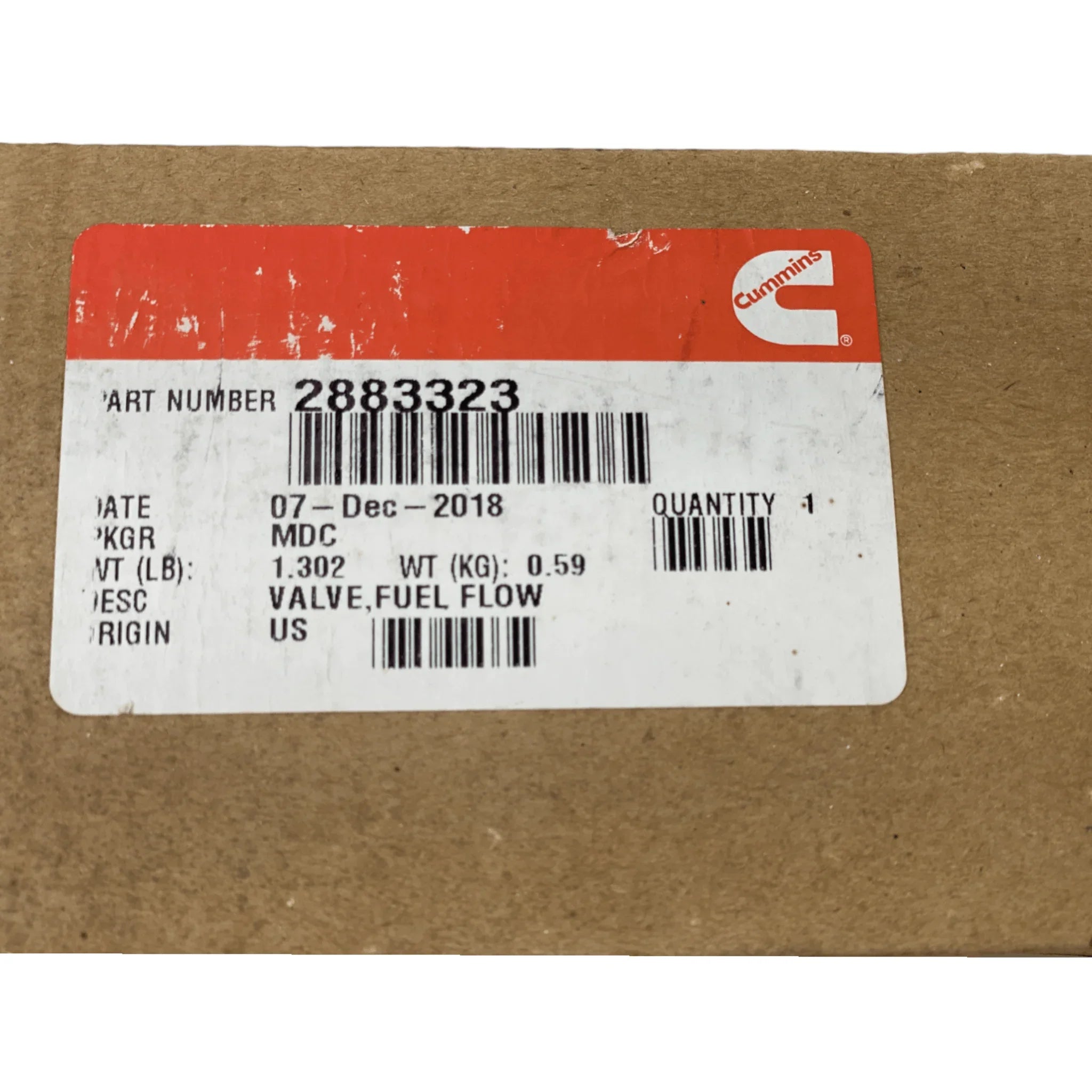 2883323 Genuine Cummins Fuel Flow Valve