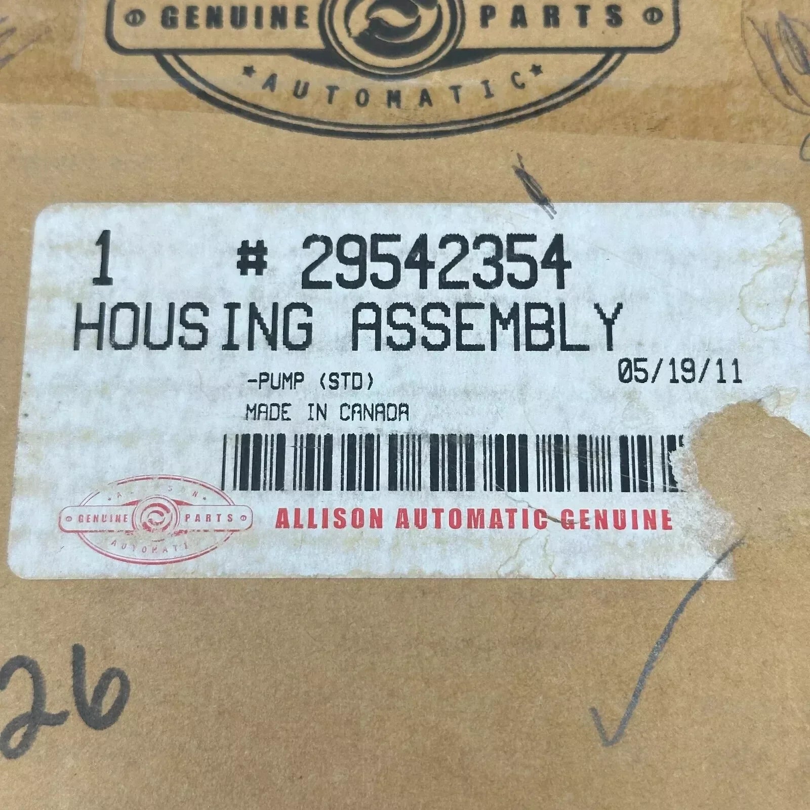 29542354 Genuine Allison Housing Assembly
