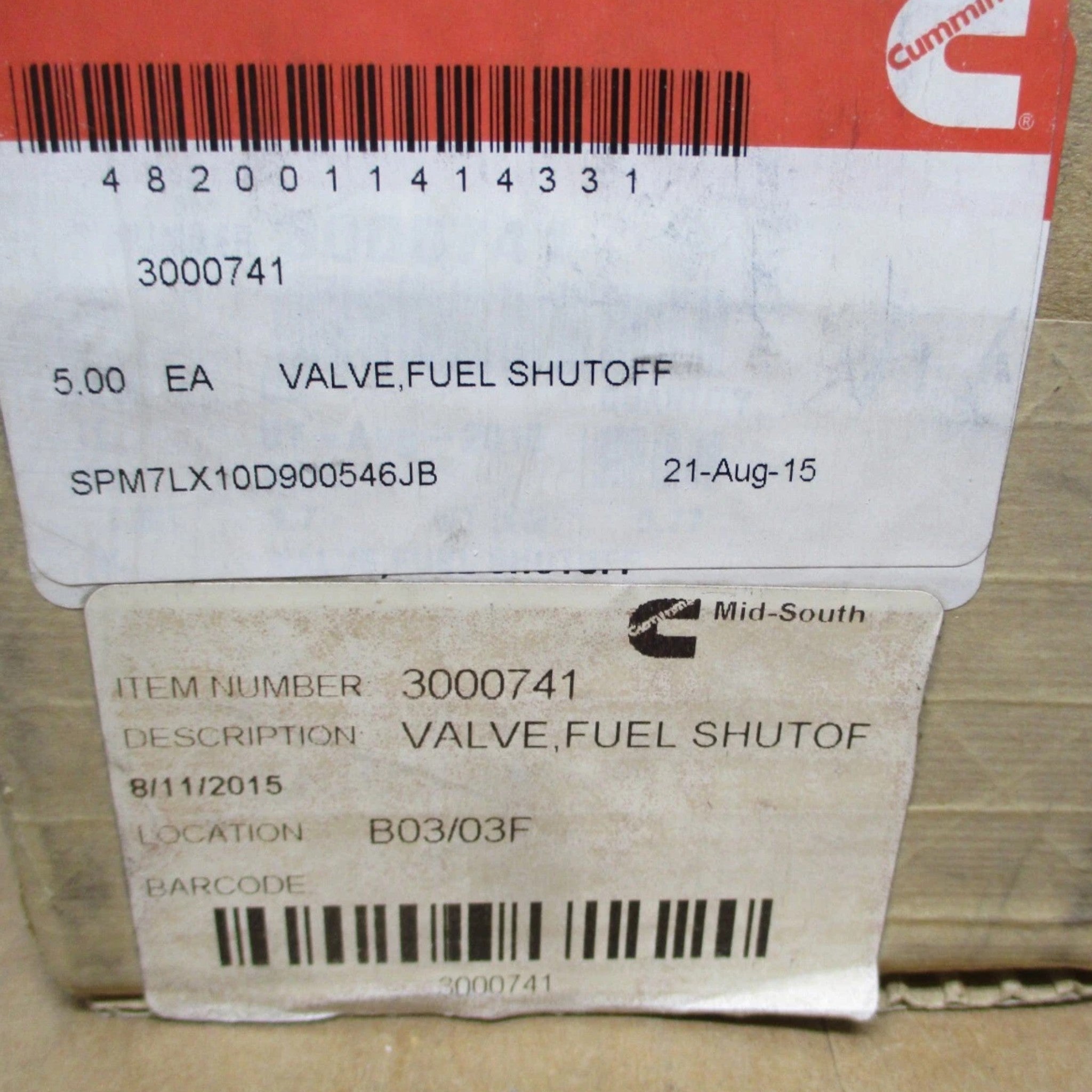 3000741 Genuine Cummins Shutoff Valve