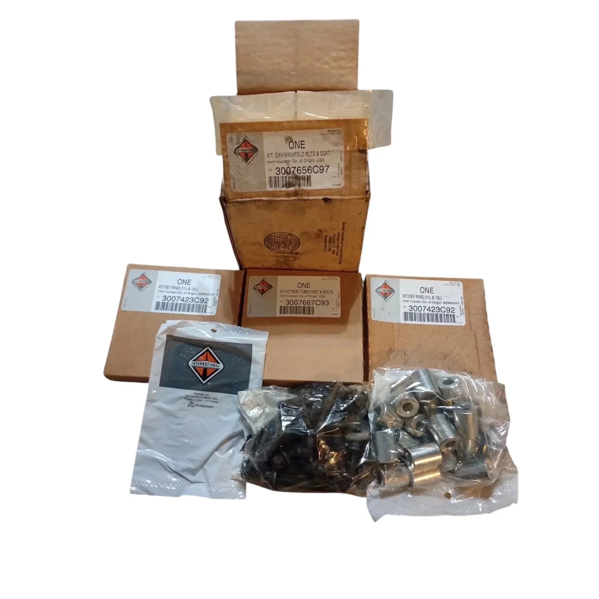 3007656C96 Genuine International Exhaust Manifold Bolts & Gasket Kit