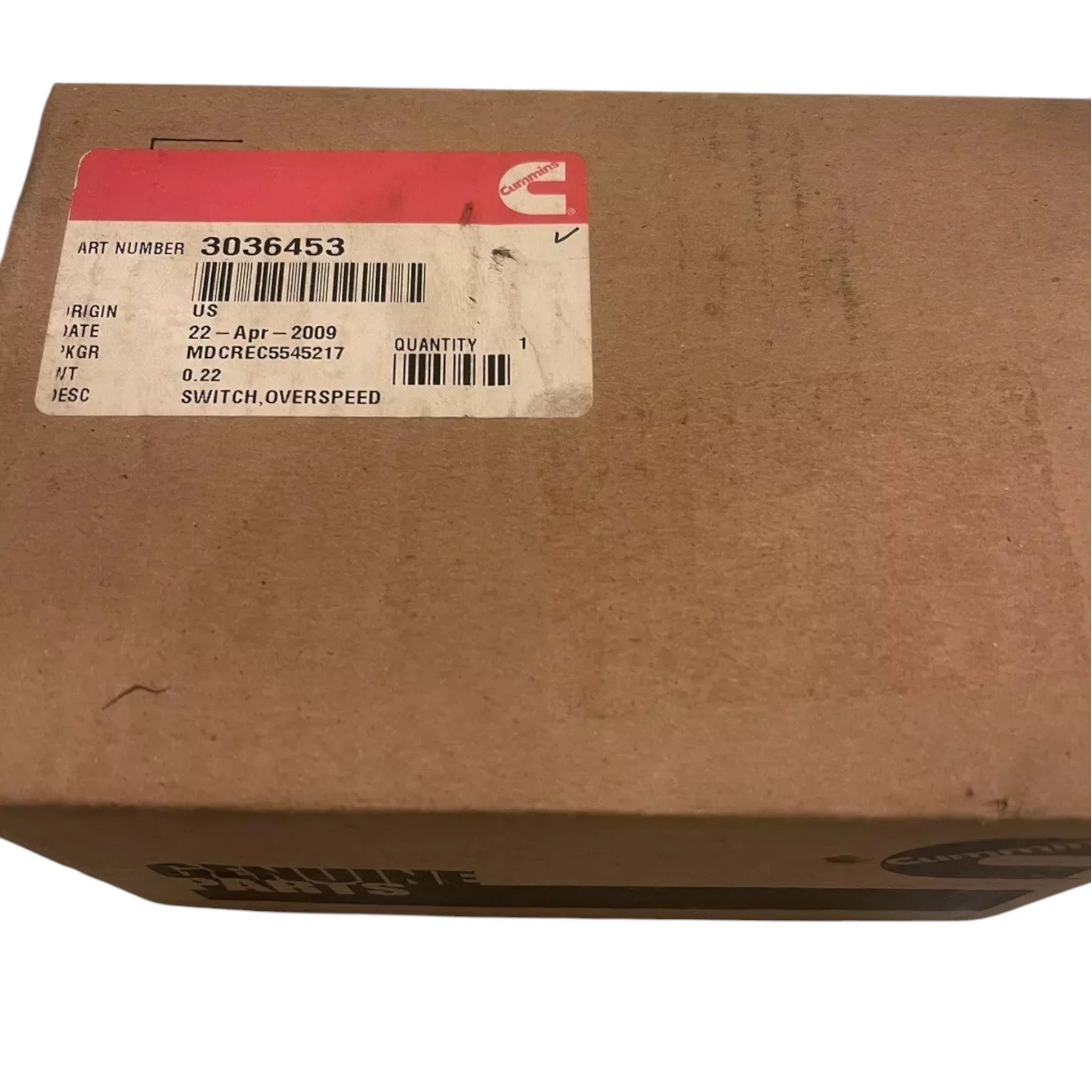 3036453 Genuine Cummins Overspeed Switch