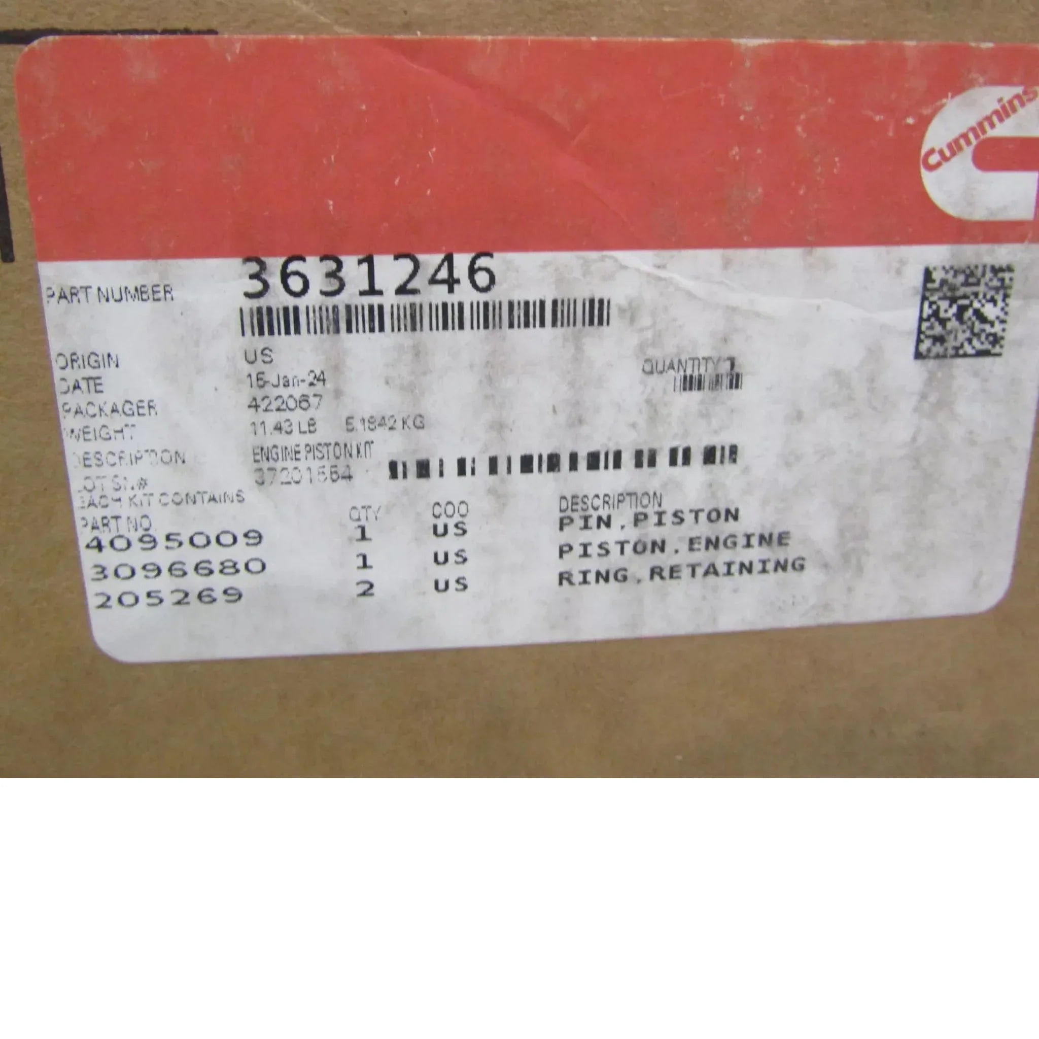 3096680 Genuine Cummins Engine Piston Kit