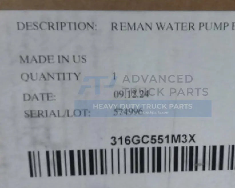316GC551M3X Genuine Mack Water Pump
