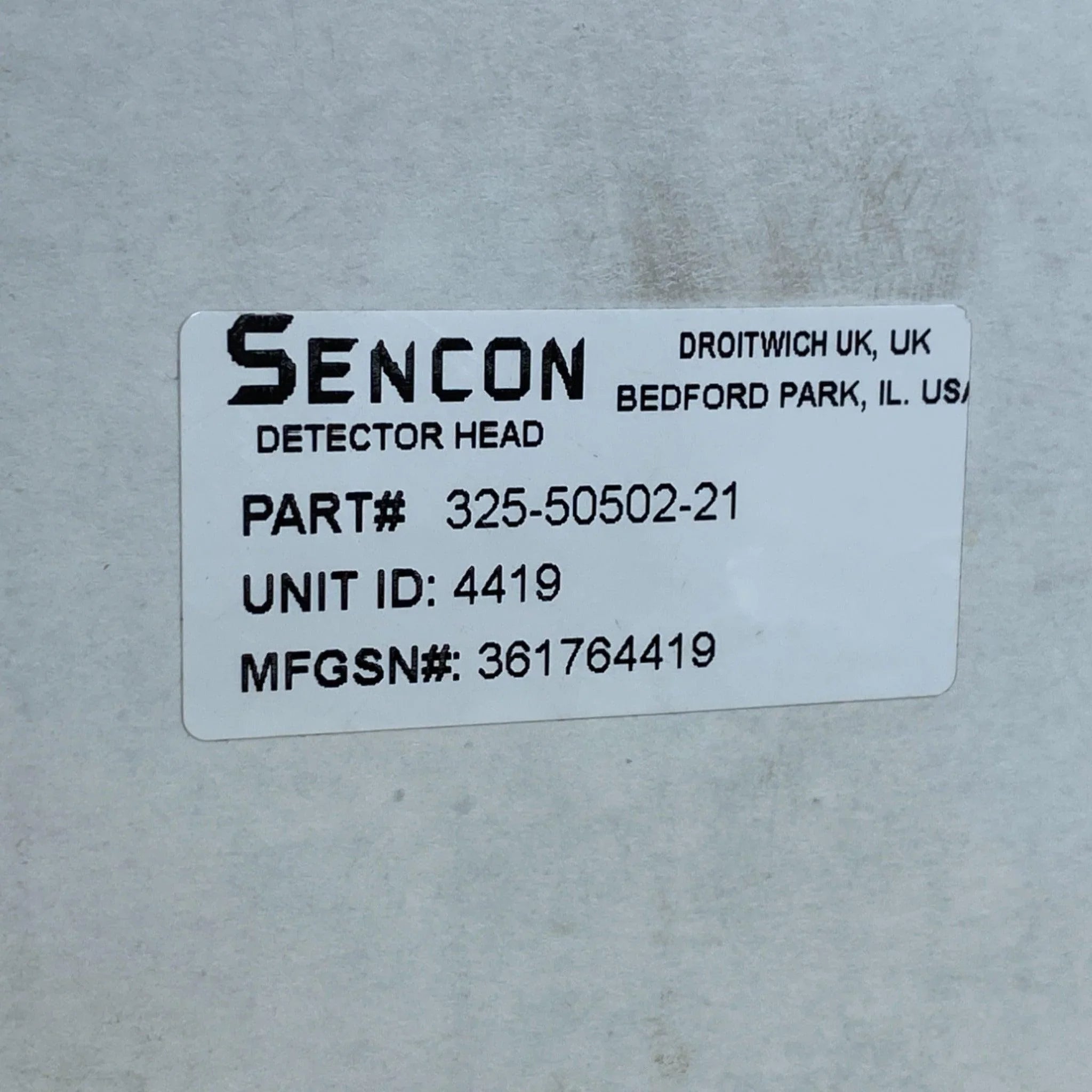 325-50502-21 Genuine Sencon Detector Head