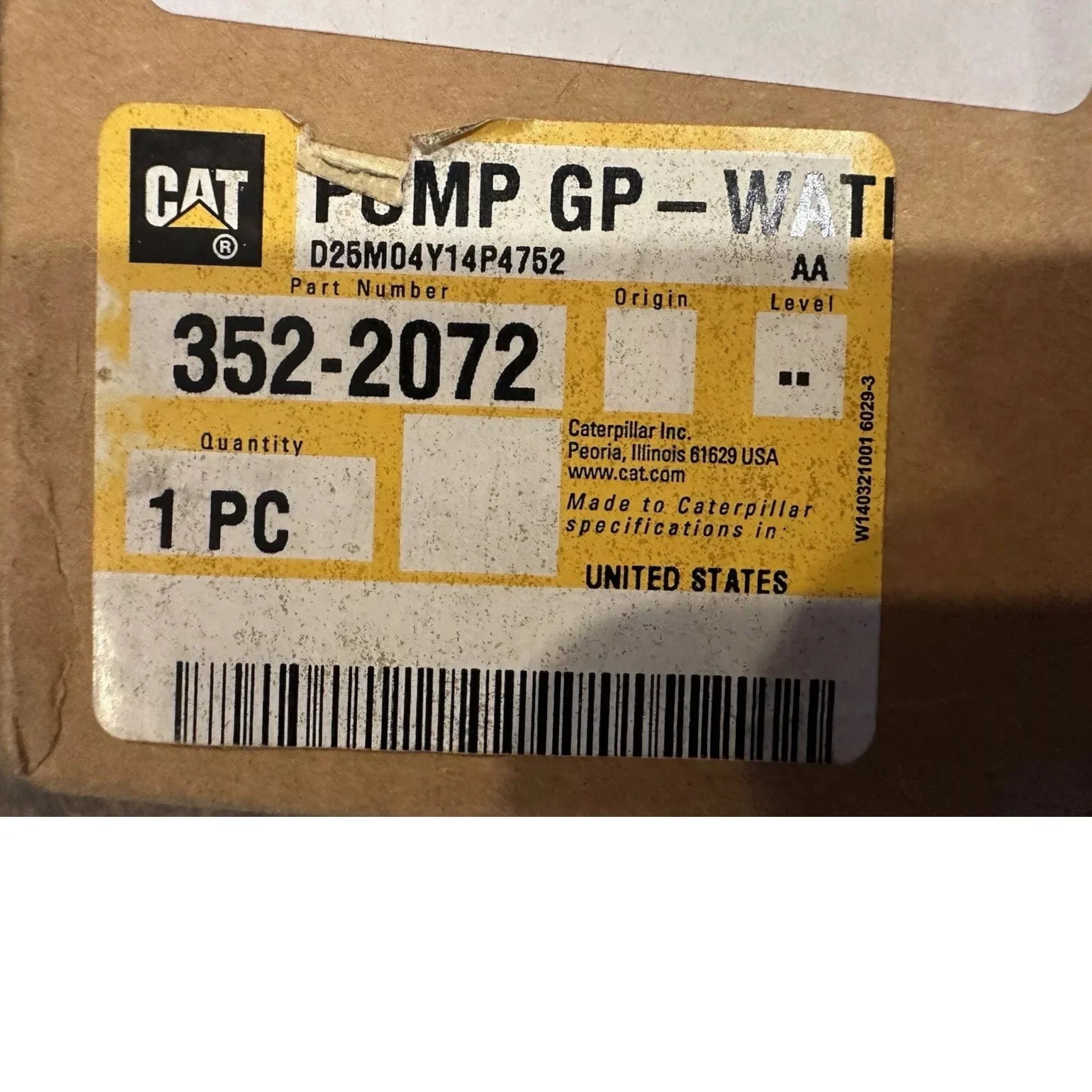3522072 Genuine Cat Water Pump