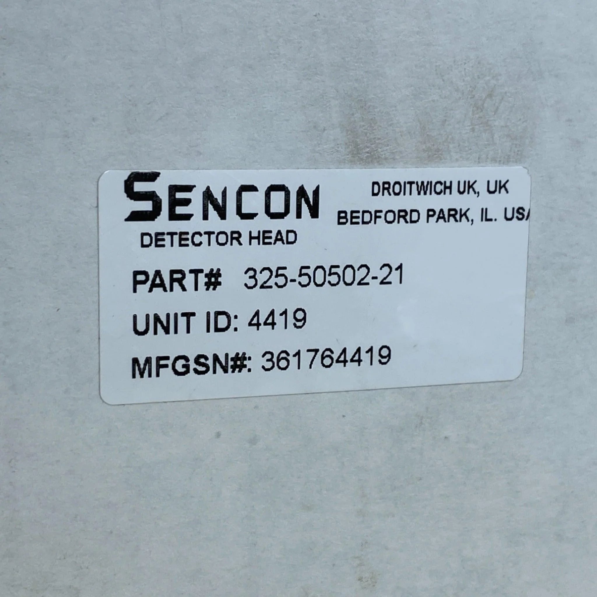 361764419 Genuine Sencon Detector Head