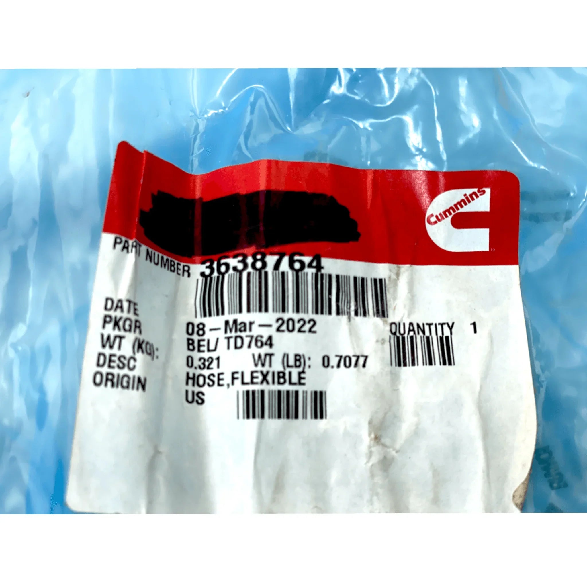 3638764 Genuine Cummins Turbocharger Oil Line