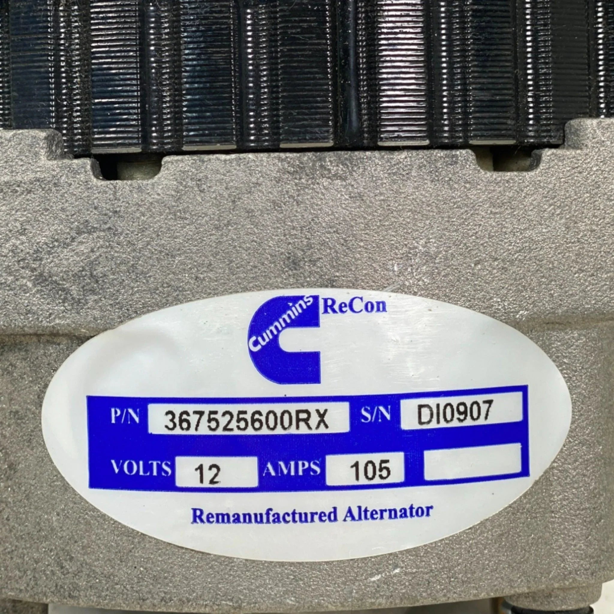 3675256Rx Genuine Cummins Alternator D/R 19Si 12V Neg 105A 3W