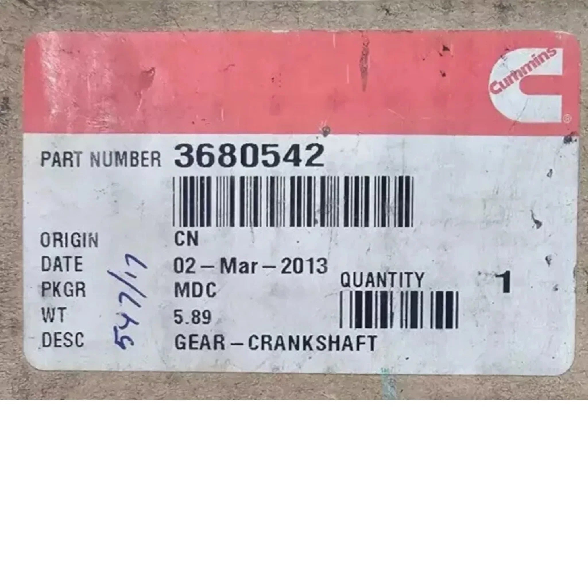 3680542 Genuine Cummins Crankshaft Gear