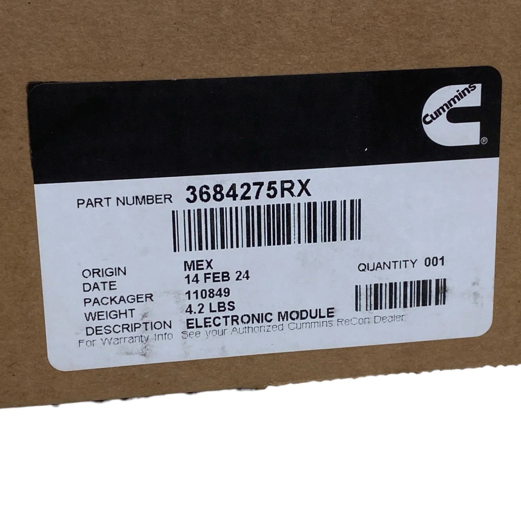 3684276 Genuine Cummins Electronic Control Module For Isx