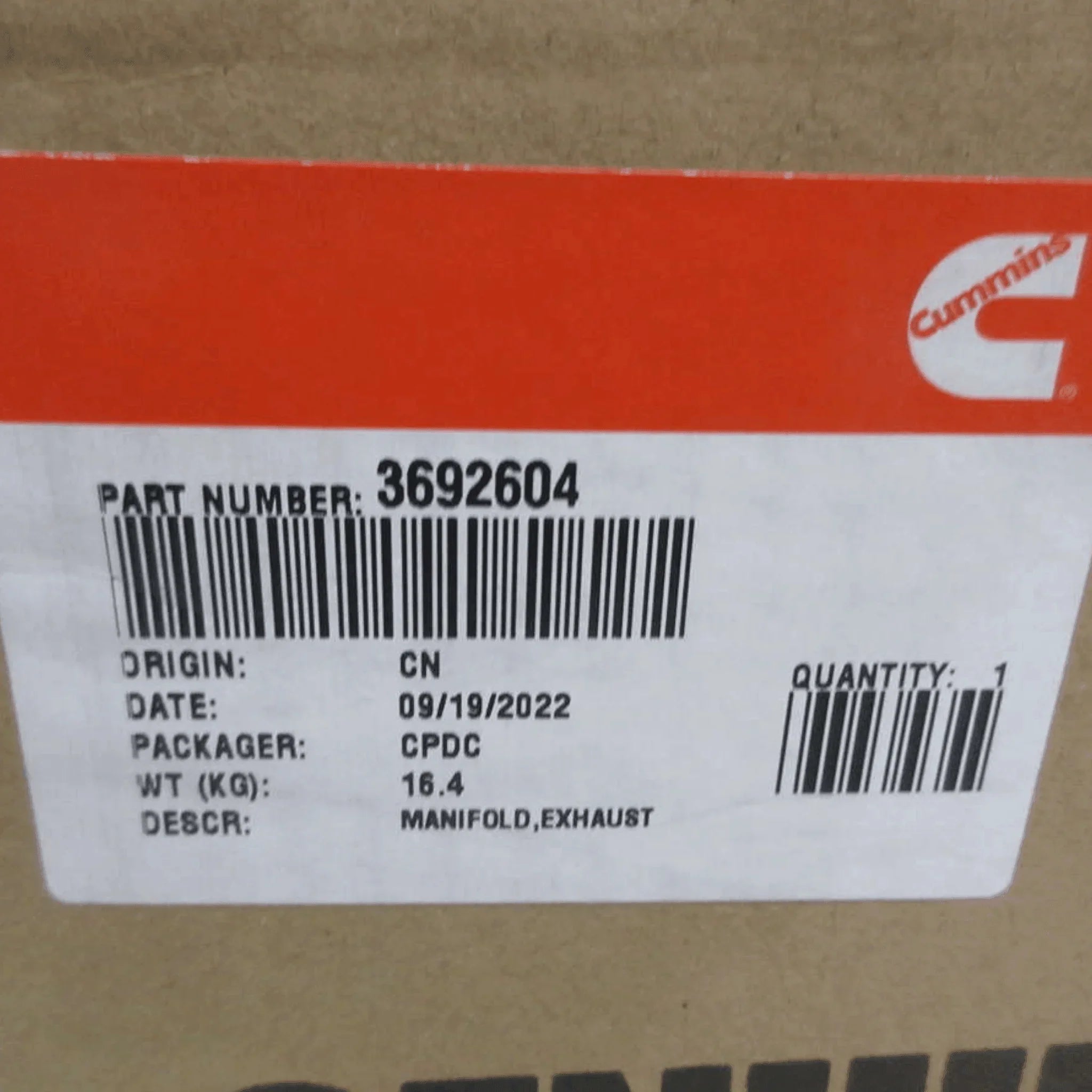 3692604CUM Genuine Cummins Exhaust Manifold