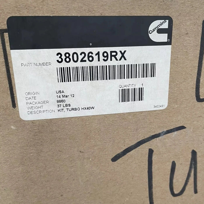 3802619RX Genuine Cummins Turbocharger HX40W