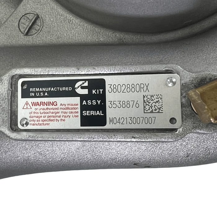 3802880Rx Genuine Cummins Turbocharger Hx35W For 6Btaa 275Hp
