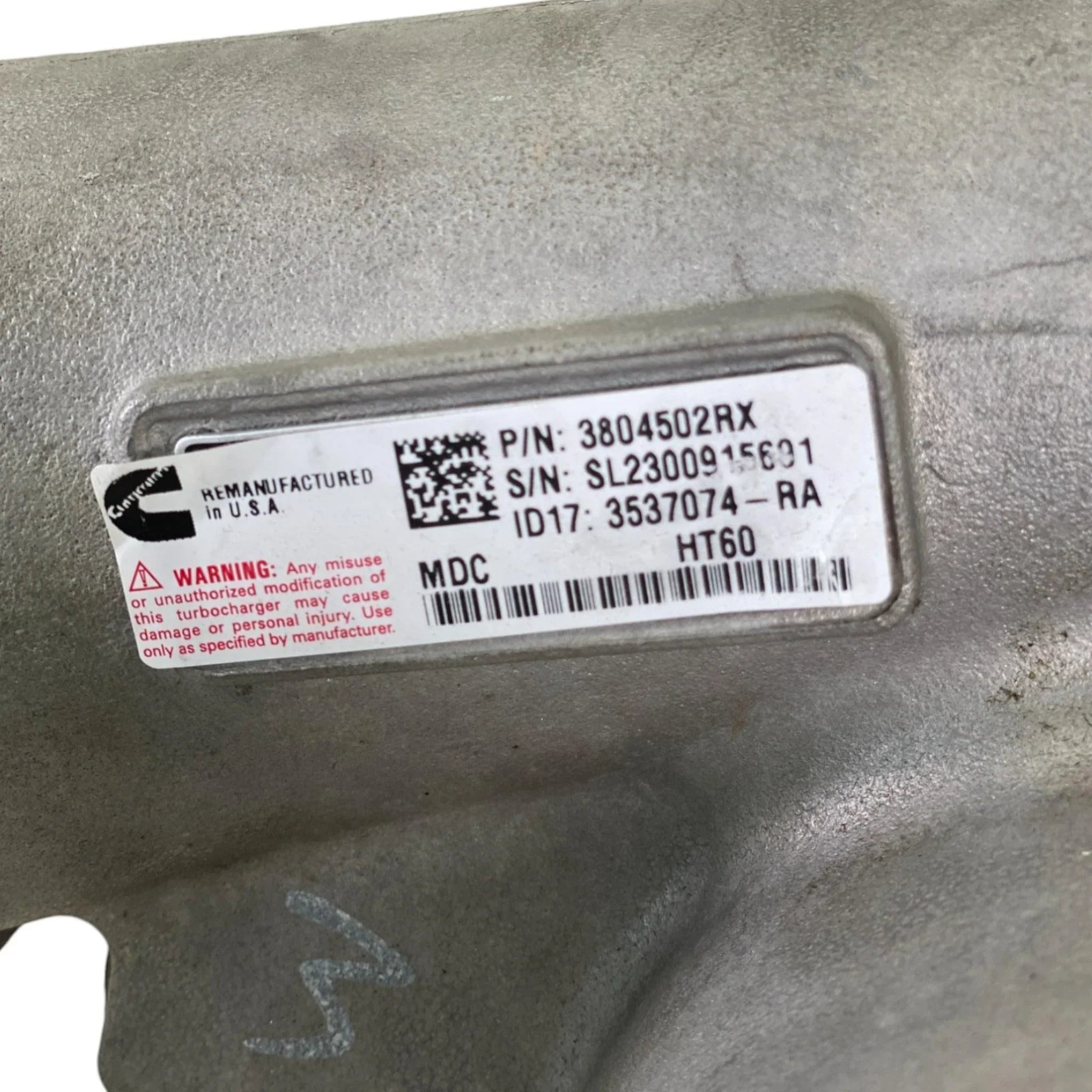 3804502RX Genuine Cummins Turbocharger HT60