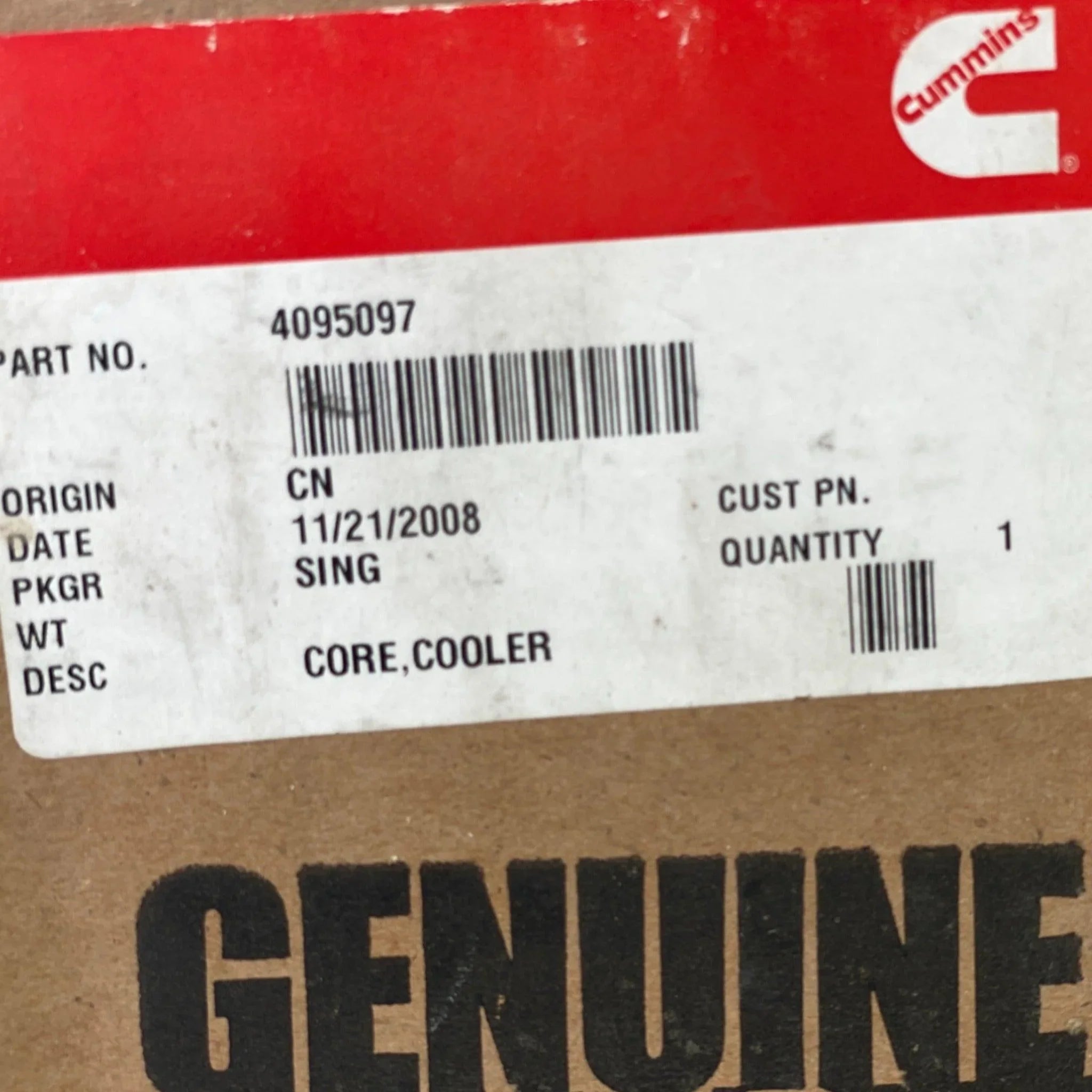 3804935 Genuine Cummins Oil Cooler