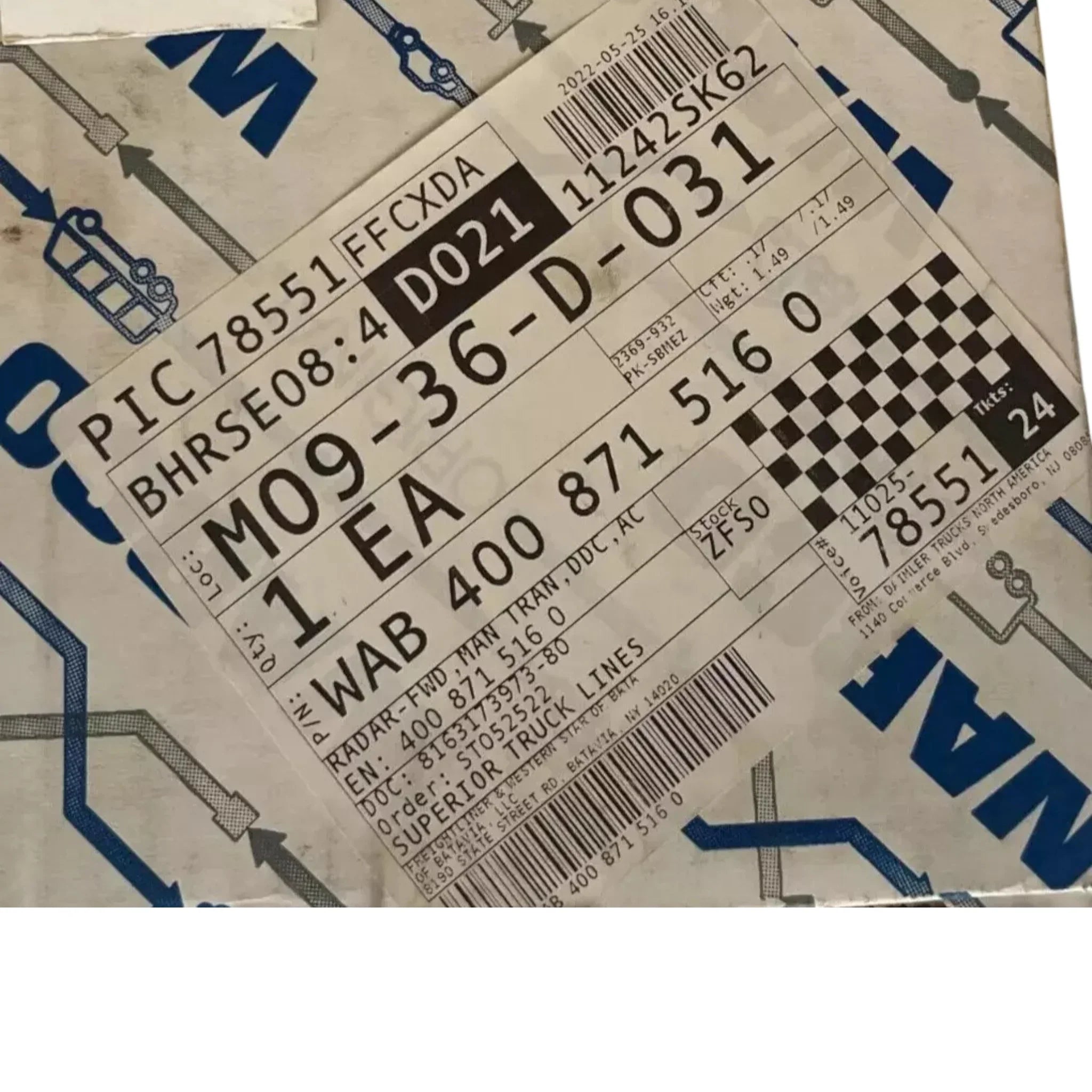 WAB400 871 516 0 Genuine Wabco Radar Sensor Unit