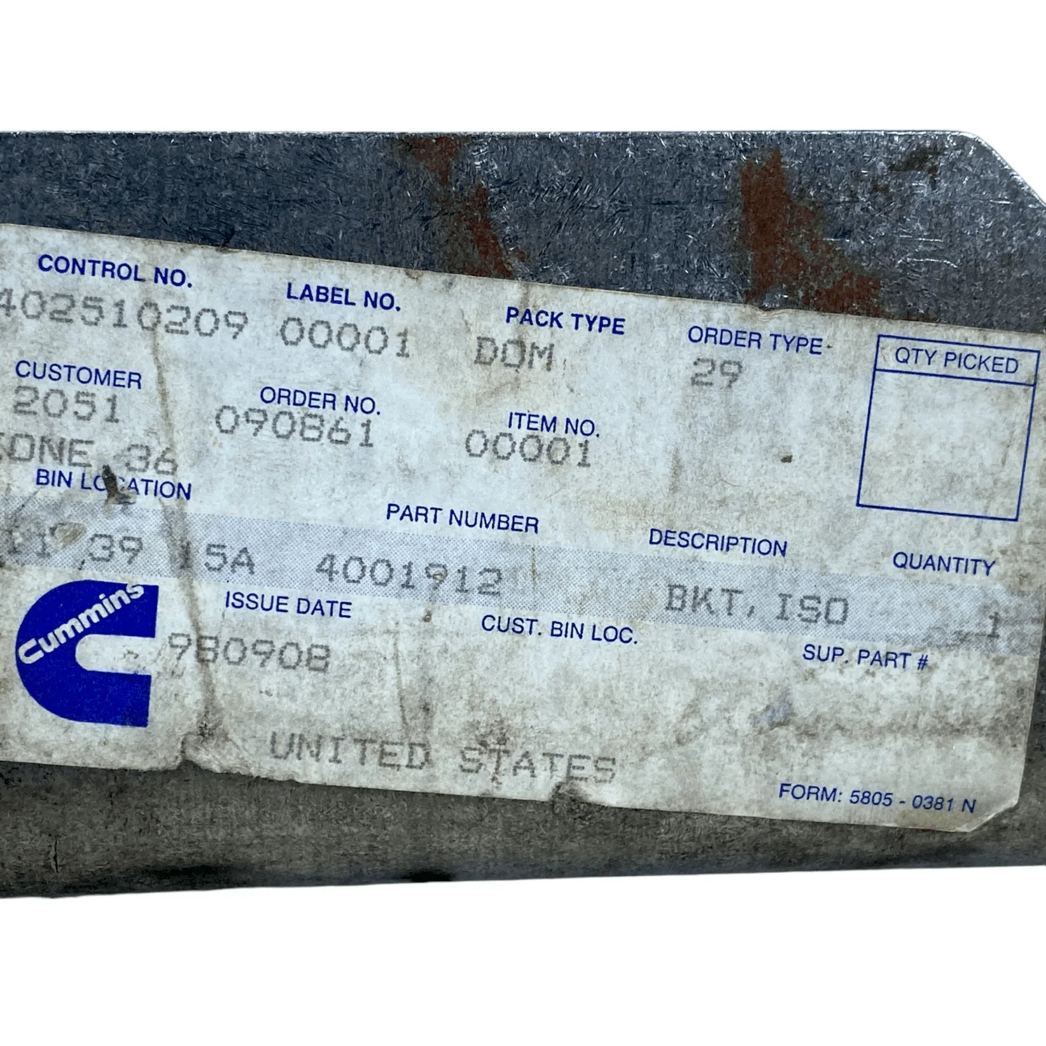 4001909 Genuine Cummins Fuel Supply Tube Bracket