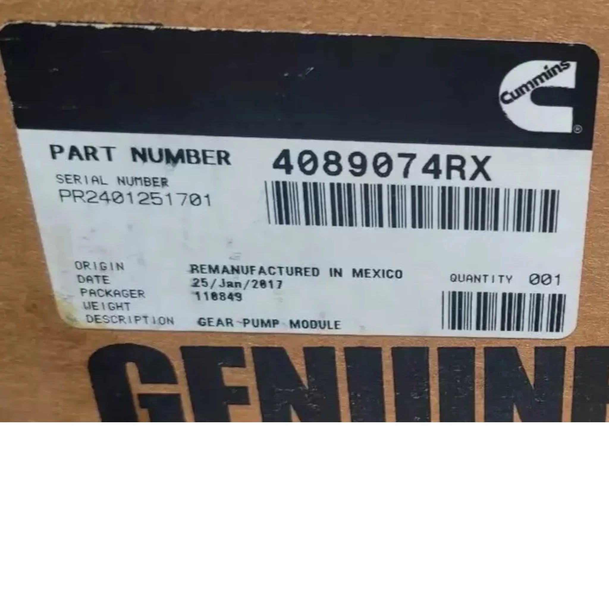 4009878 Genuine Cummins Fuel Pump Gear