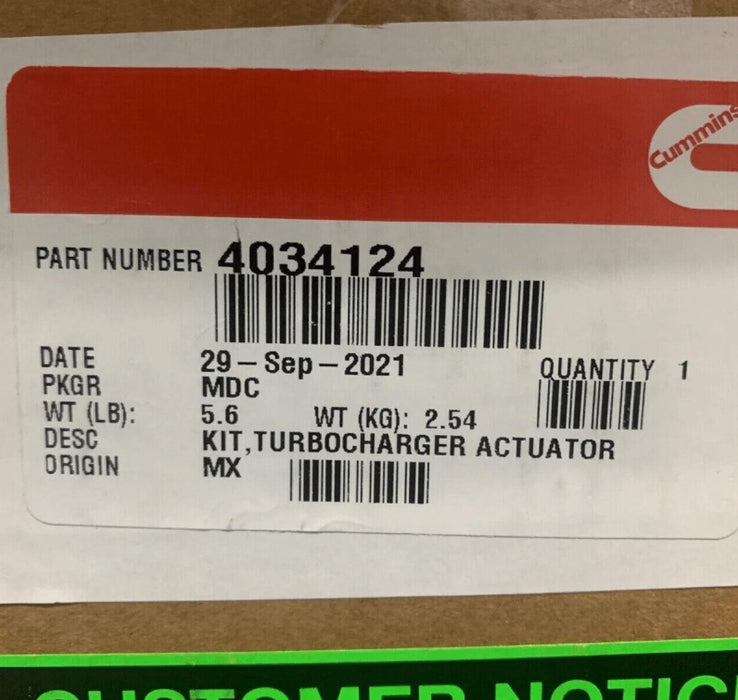 4034124 Genuine Cummins® Turbocharger Electronic Actuator Kit - ADVANCED TRUCK PARTS