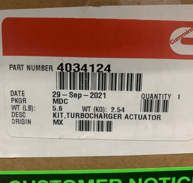 4034124 Genuine Cummins Turbocharger Electronic Actuator Kit