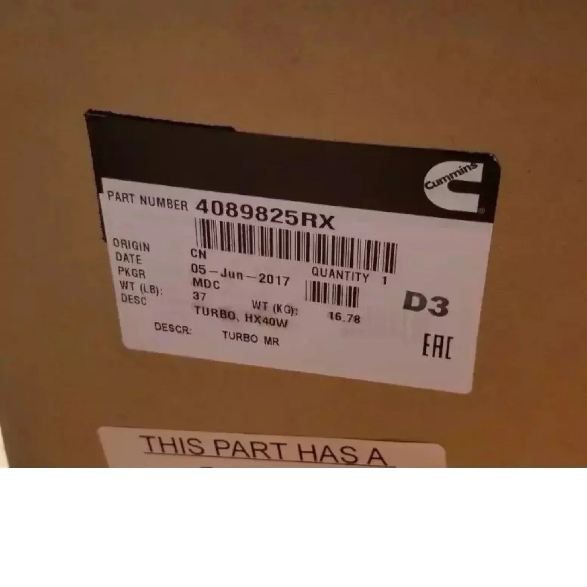 4036429 Genuine Cummins Turbocharger HX40W