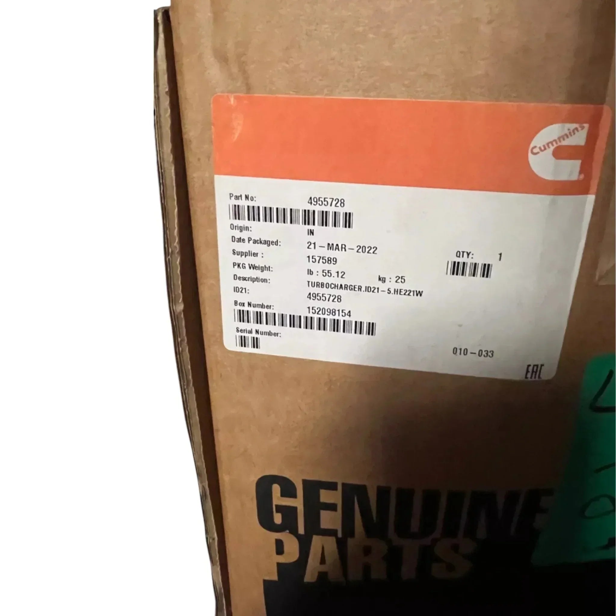 4043949H Cummins Turbocharger HE221W