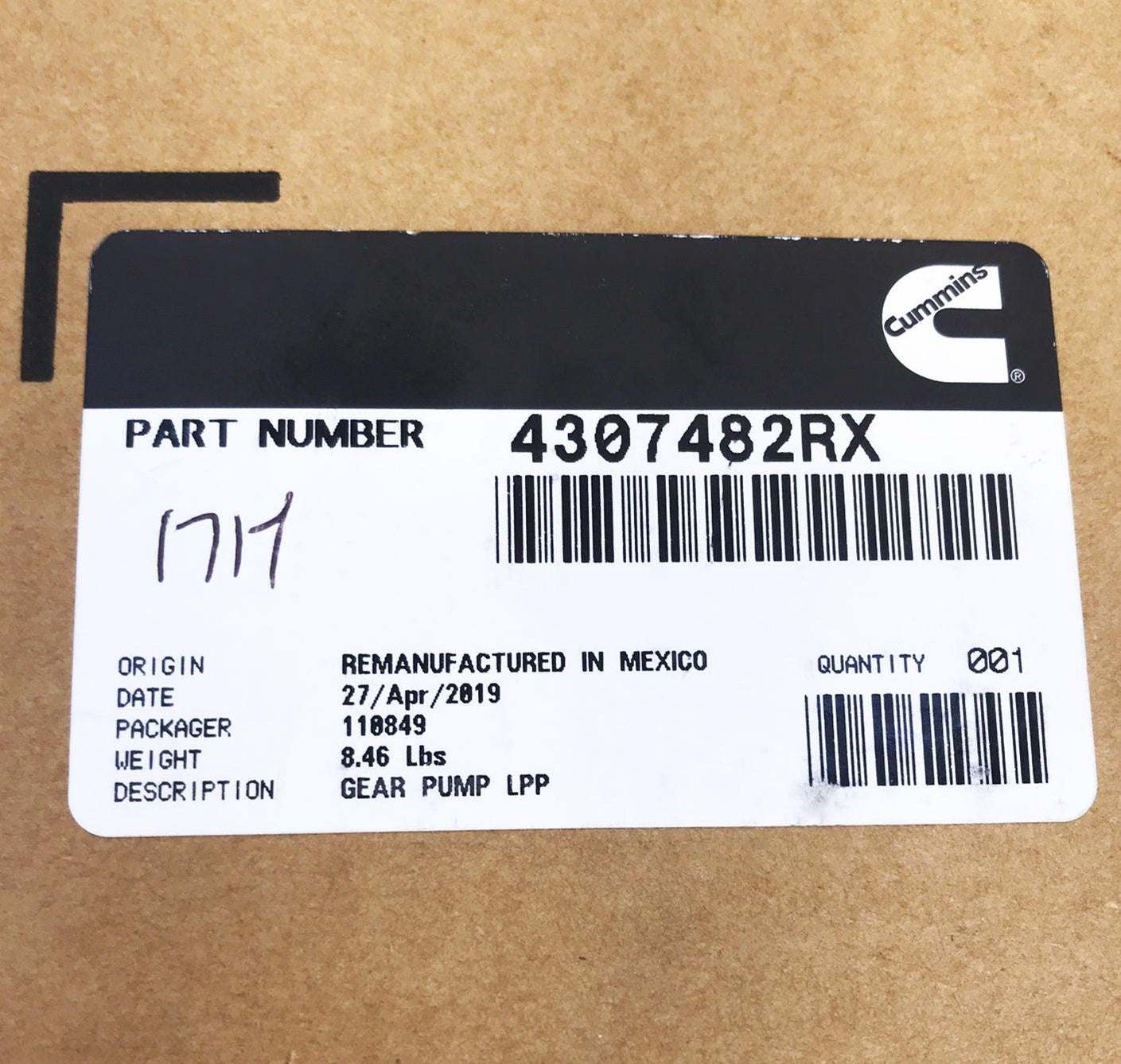 4307482Rx Genuine Cummins Fuel Gear Pump — ADVANCED TRUCK PARTS