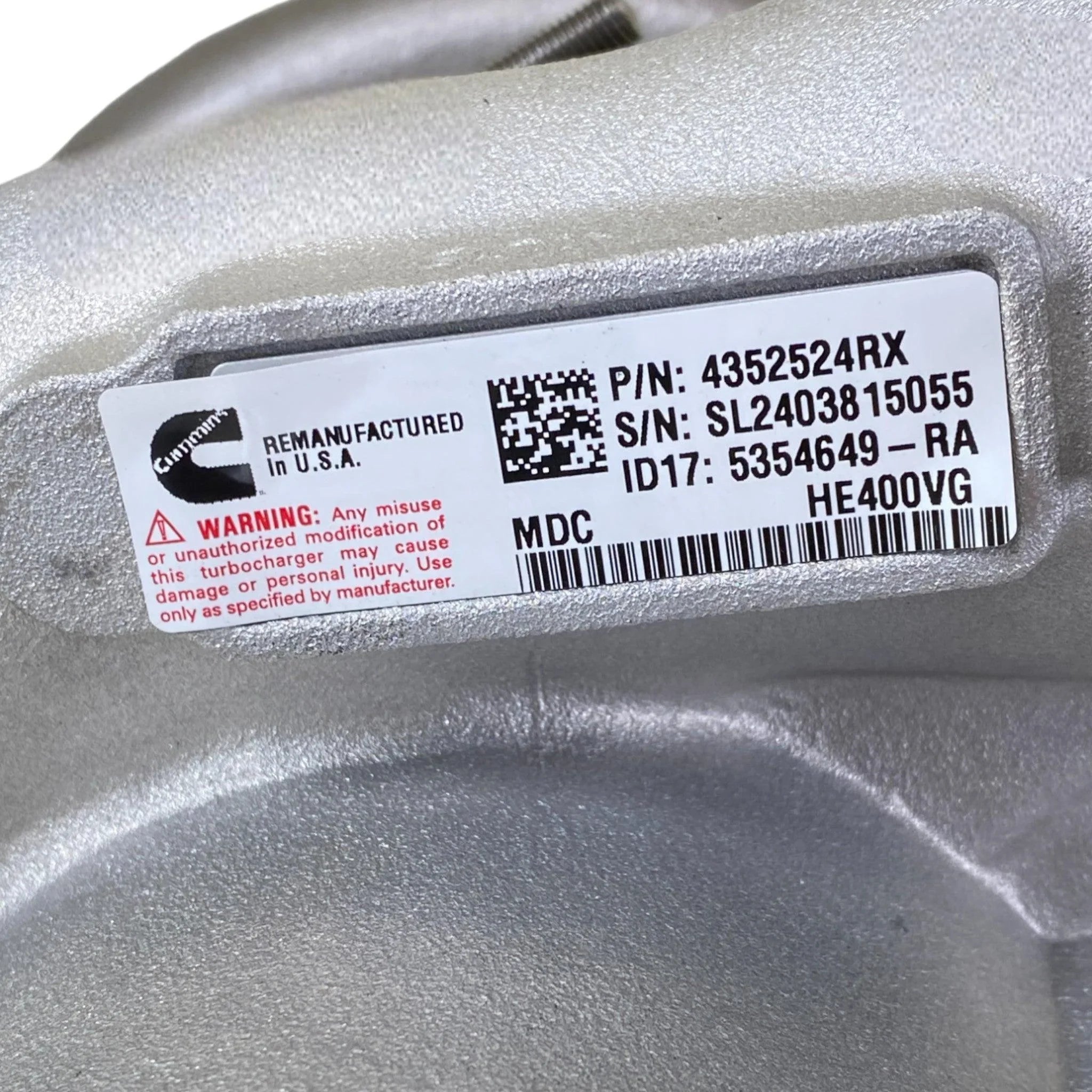 4352524RX Genuine Cummins Turbocharger HE400VG