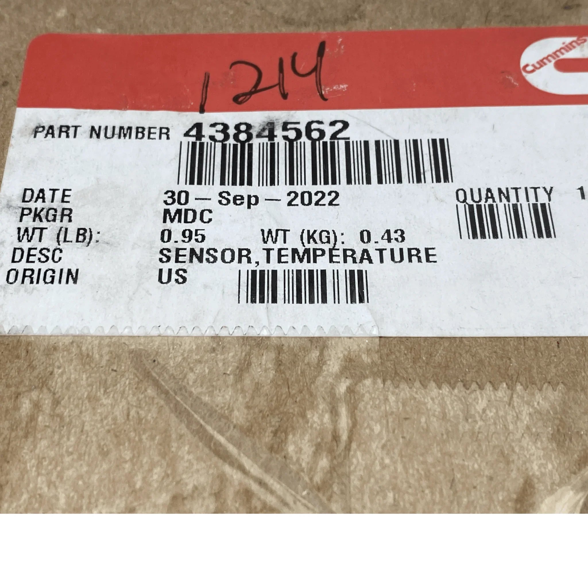 4384562 Genuine Cummins Temperature Sensor