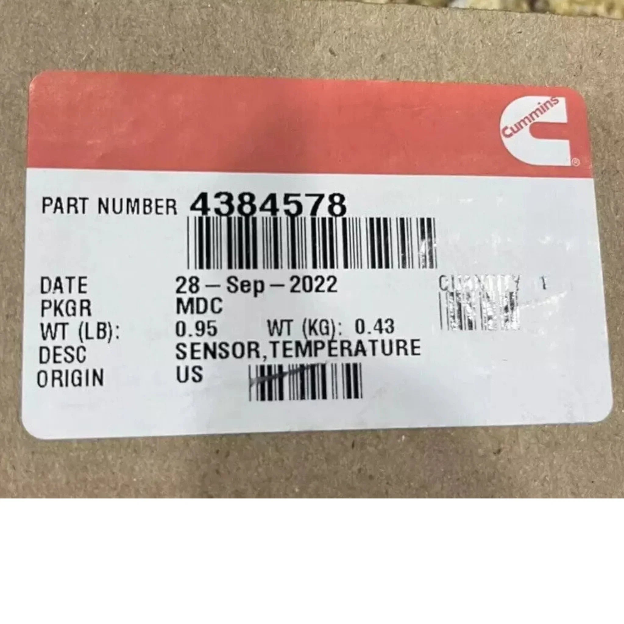 4384578 Genuine Cummins Exhaust Gas Temperature Sensor