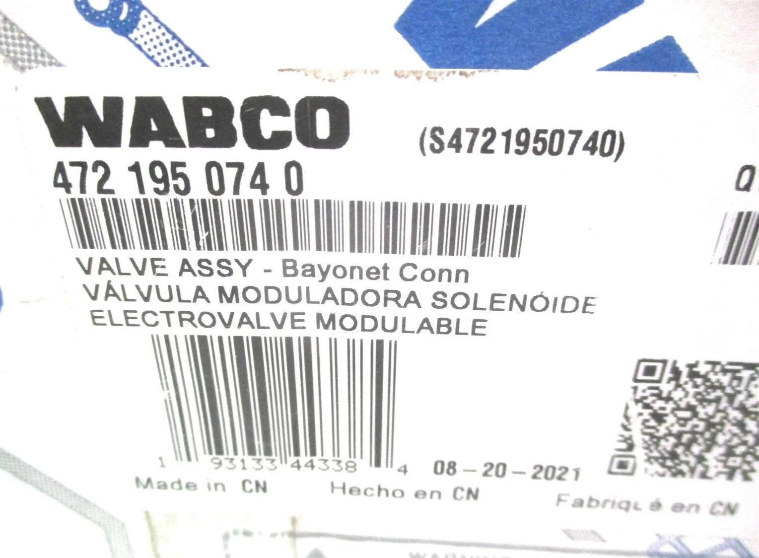 472 195 074 0 Genuine Wabco ABS Solenoid Modulator Valve 24V