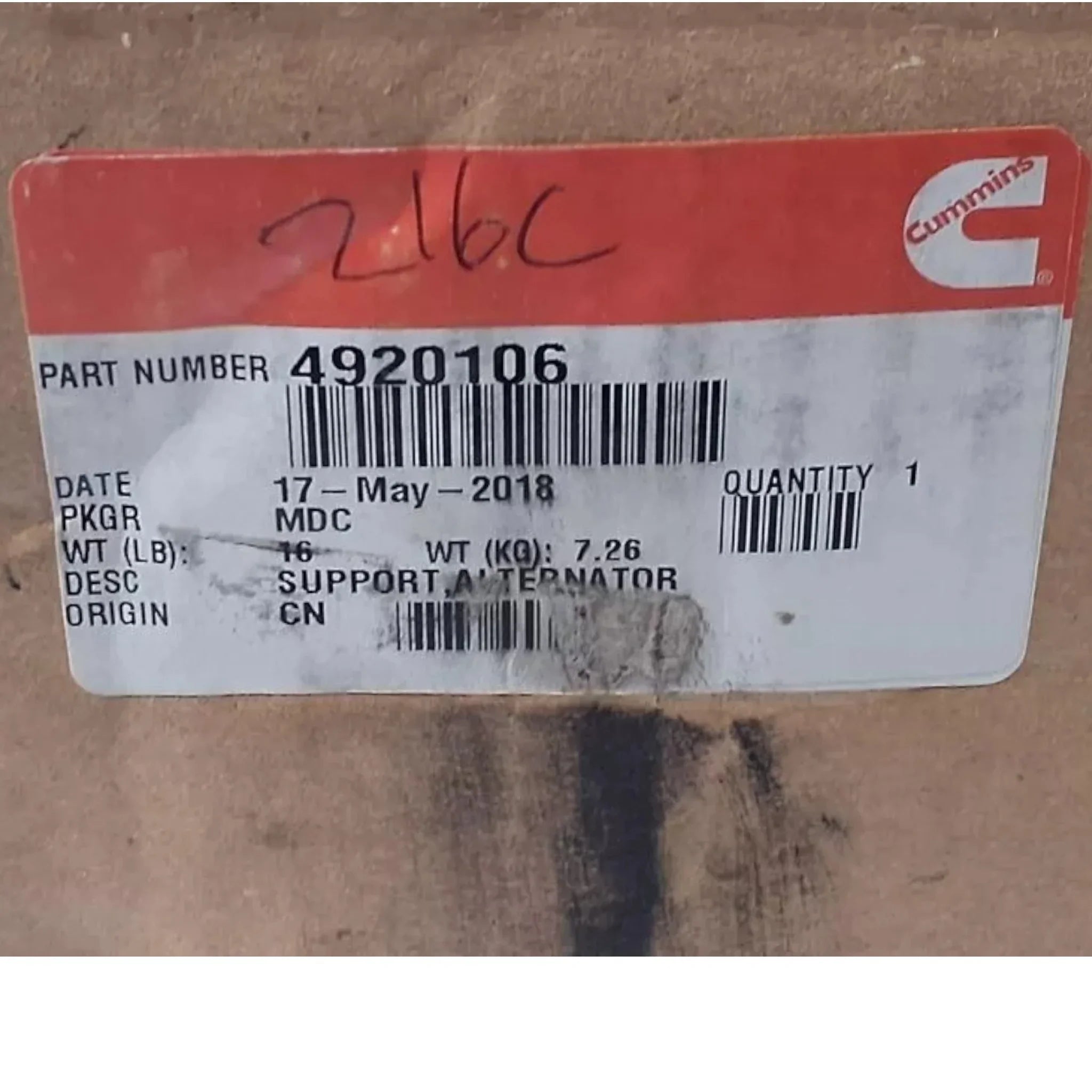 4920106 Genuine Cummins Alternator Support