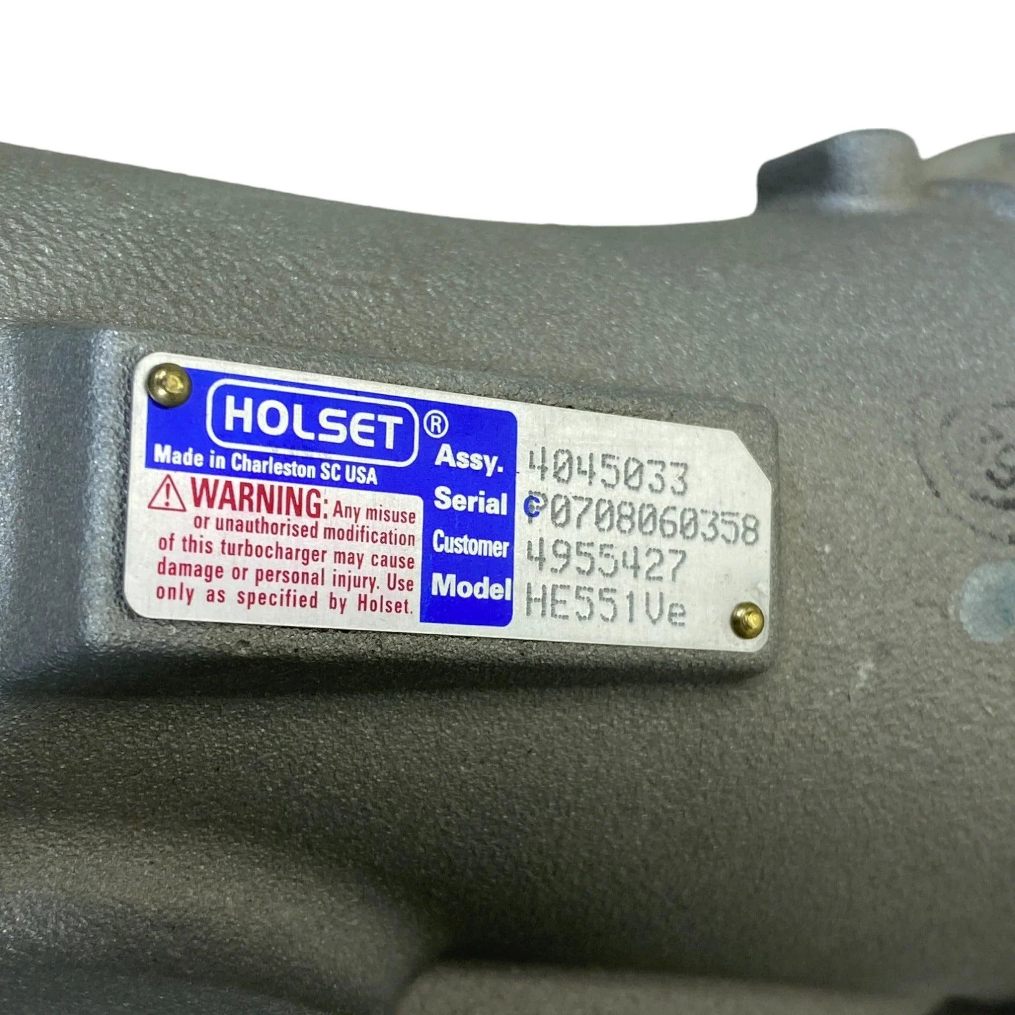 4955427NX Genuine Cummins Turbocharger HE551VE