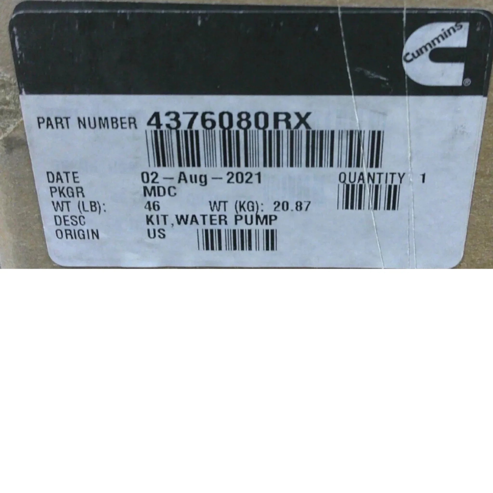 4955807RX Genuine Cummins Water Pump Kit