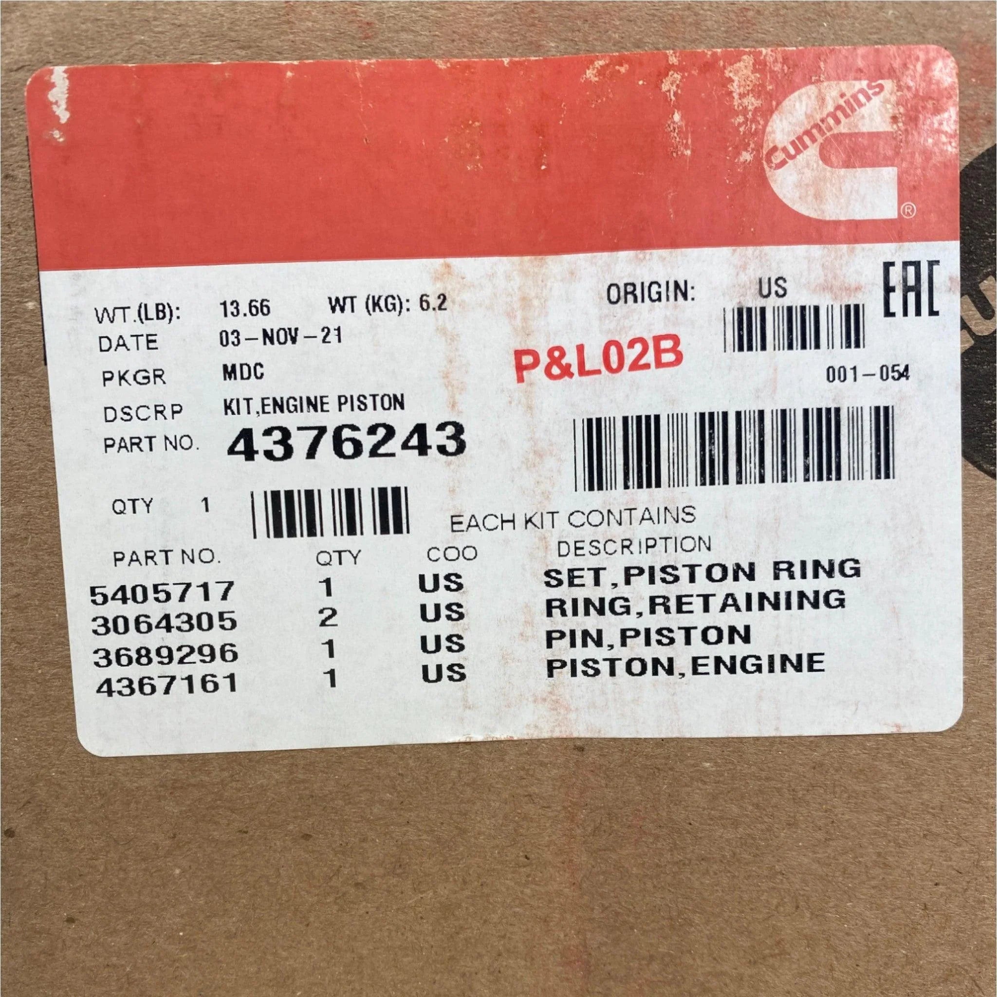 4955968 Genuine Cummins Engine Piston Kit
