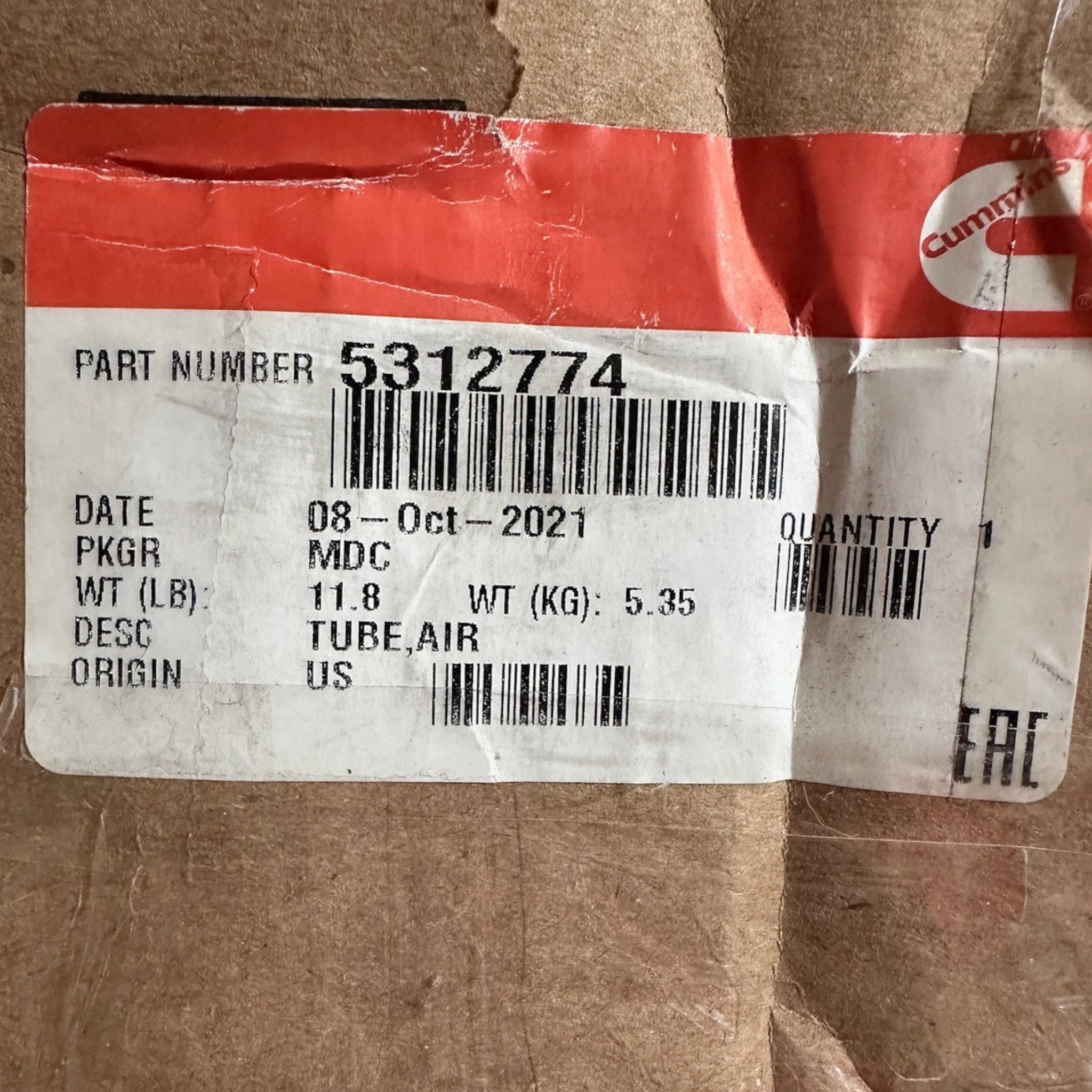 5312774 Genuine Cummins Air Tube