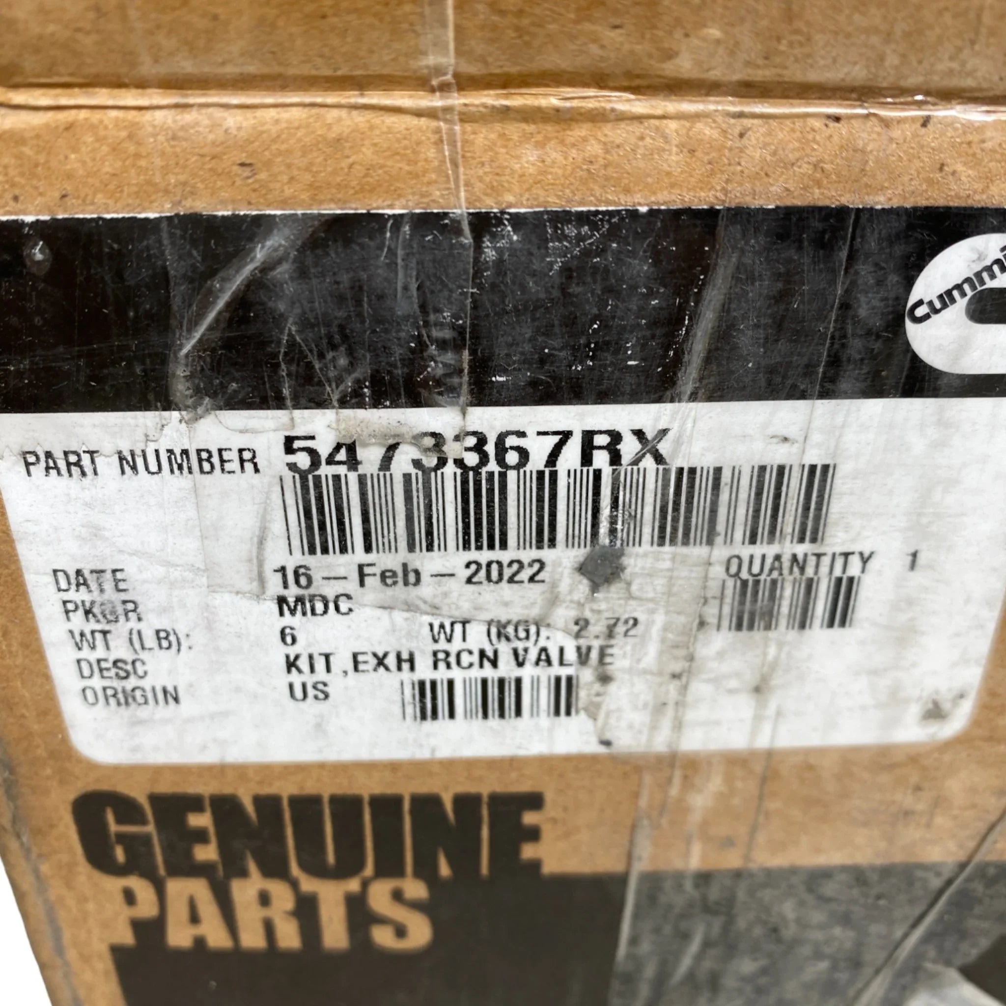 5473367RX Genuine Cummins Exhaust Recirculation Valve Kit