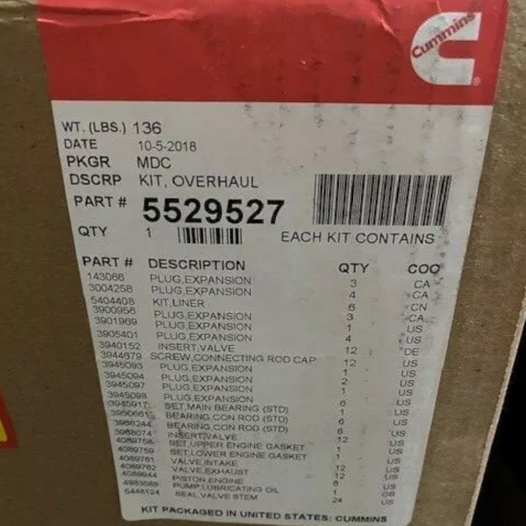 5472931 Genuine Cummins Overhaul Kit