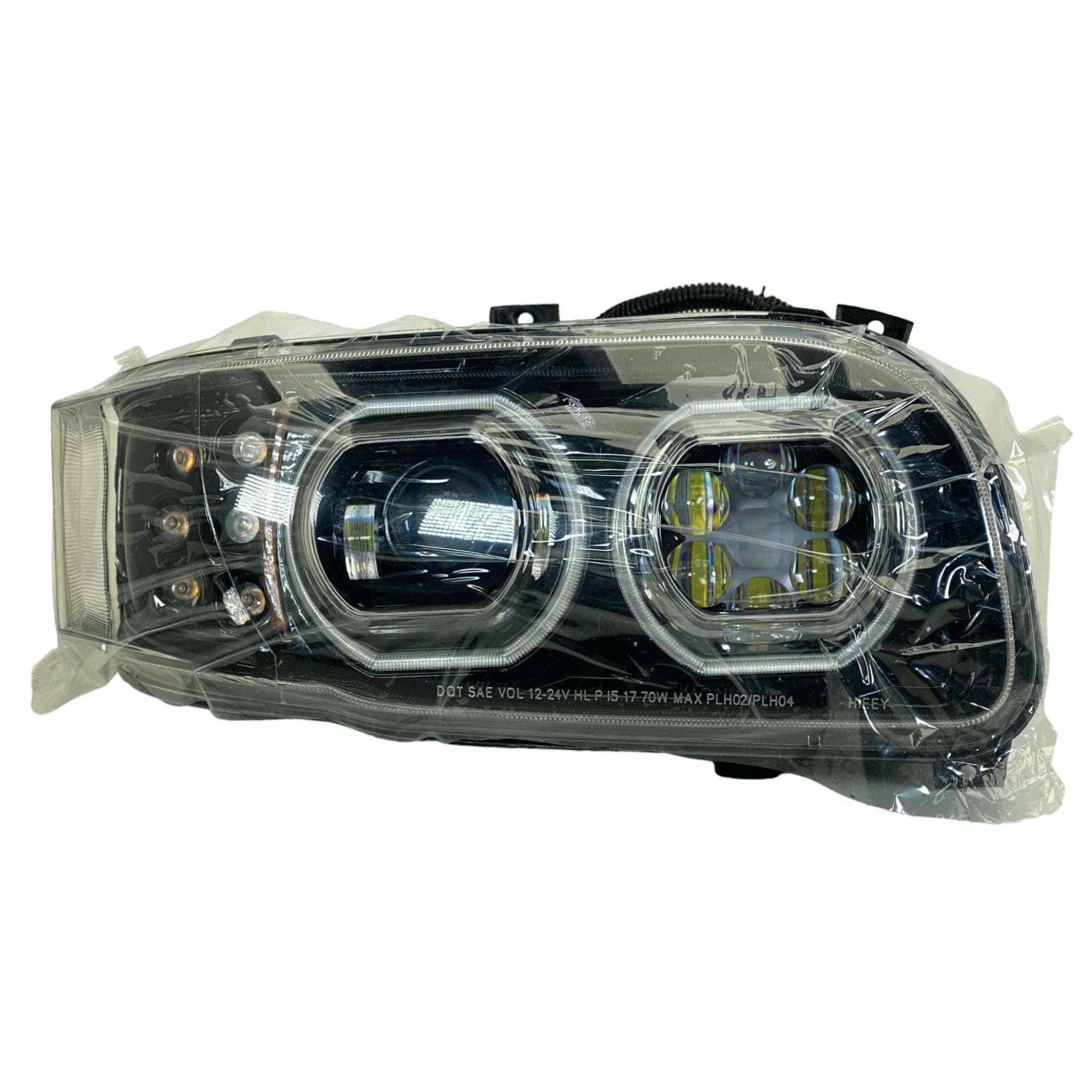55661 Raney'S Right Blackout Projector Headlight With Halo Ring For Peterbilt