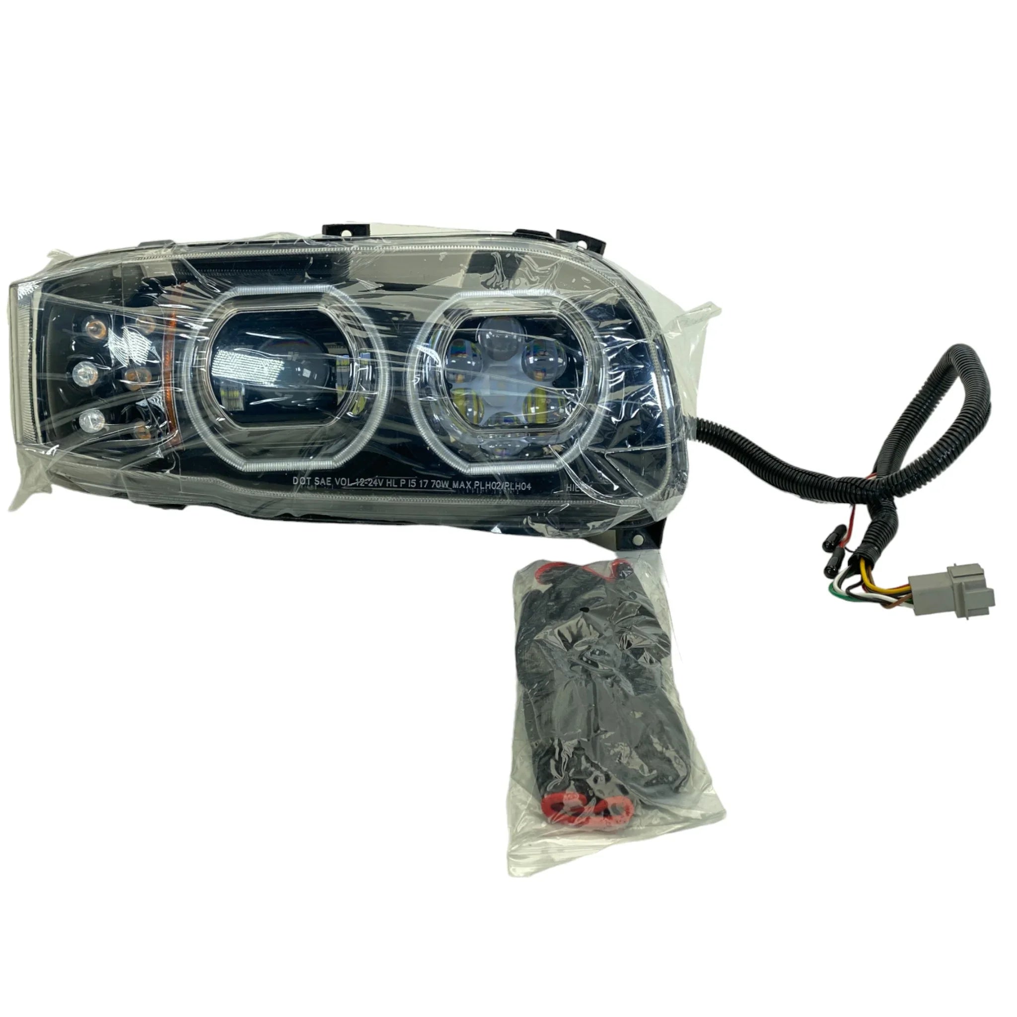 55661 Raney'S Right Blackout Projector Headlight With Halo Ring For Peterbilt