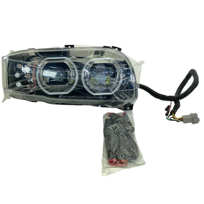 55661 Raney'S Right Blackout Projector Headlight With Halo Ring For Peterbilt