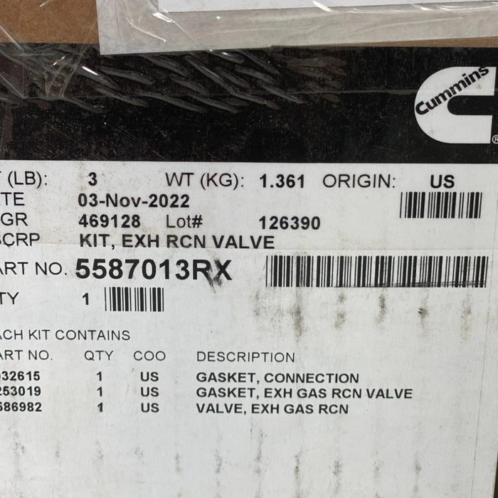 5587013 Genuine Cummins Exhaust Recirculation Valve Kit