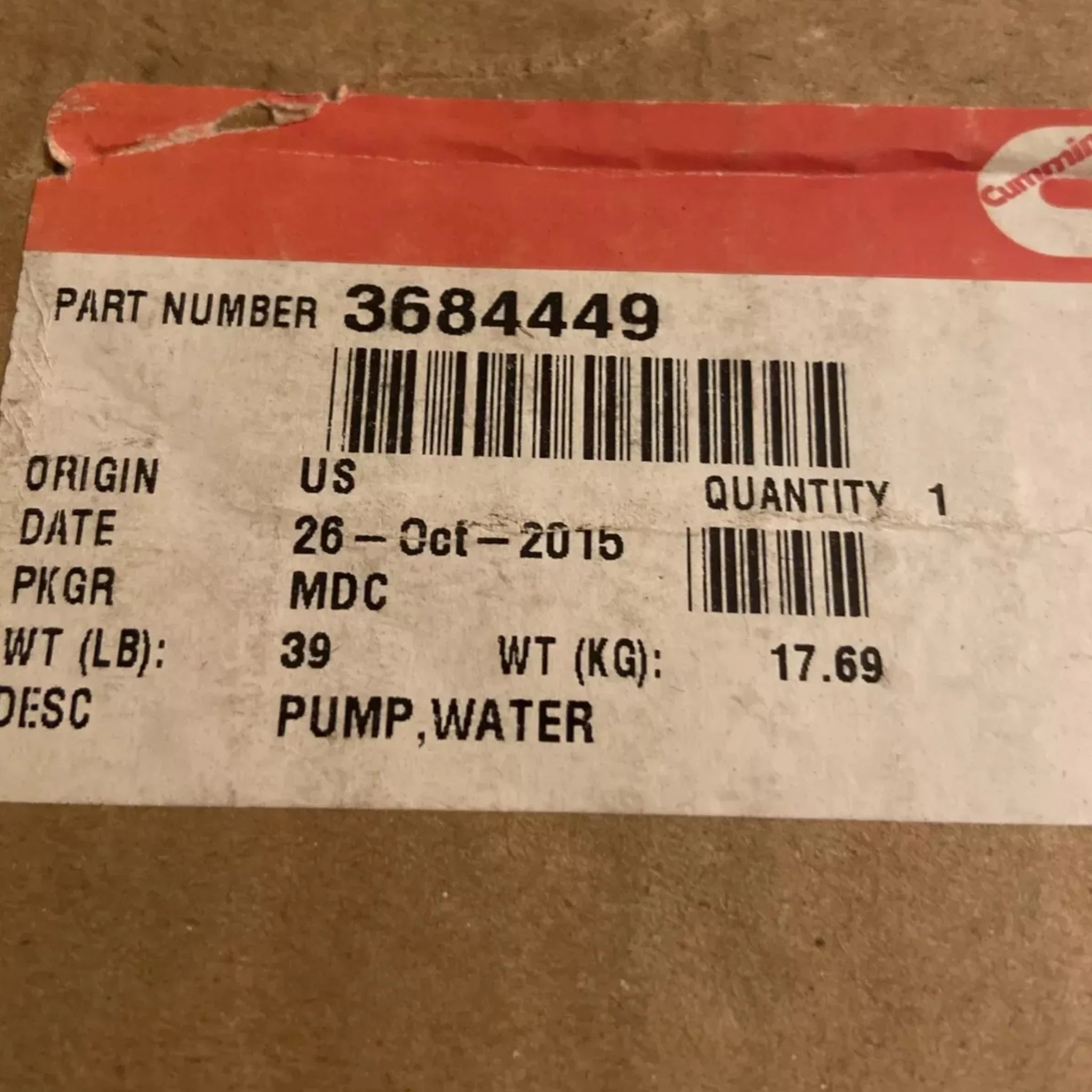 5719762 Genuine Cummins Engine Water Pump