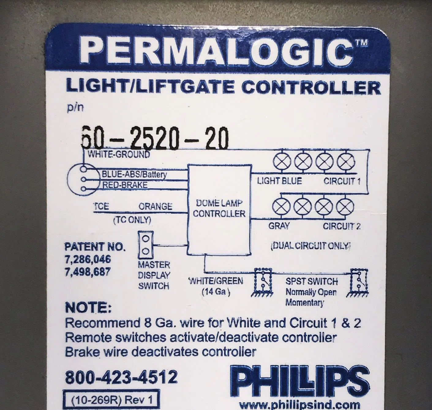 60-2520-20 Phillips Permalogic Single Circuit Nosebox Dome Lamp Controller