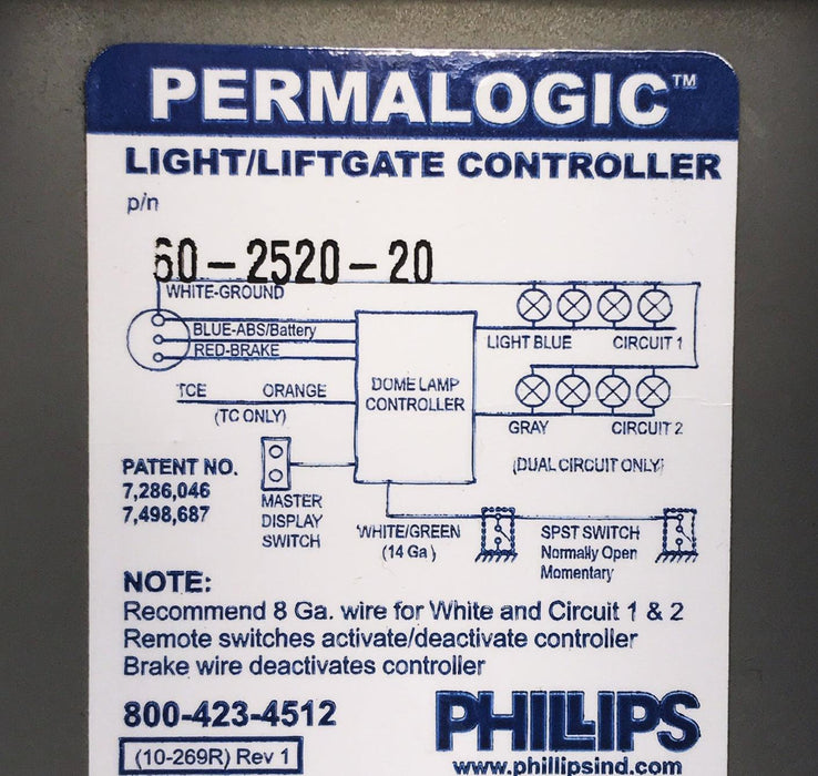 60-2520-20 Phillips Permalogic Single Circuit Nosebox Dome Lamp Controller - ADVANCED TRUCK PARTS