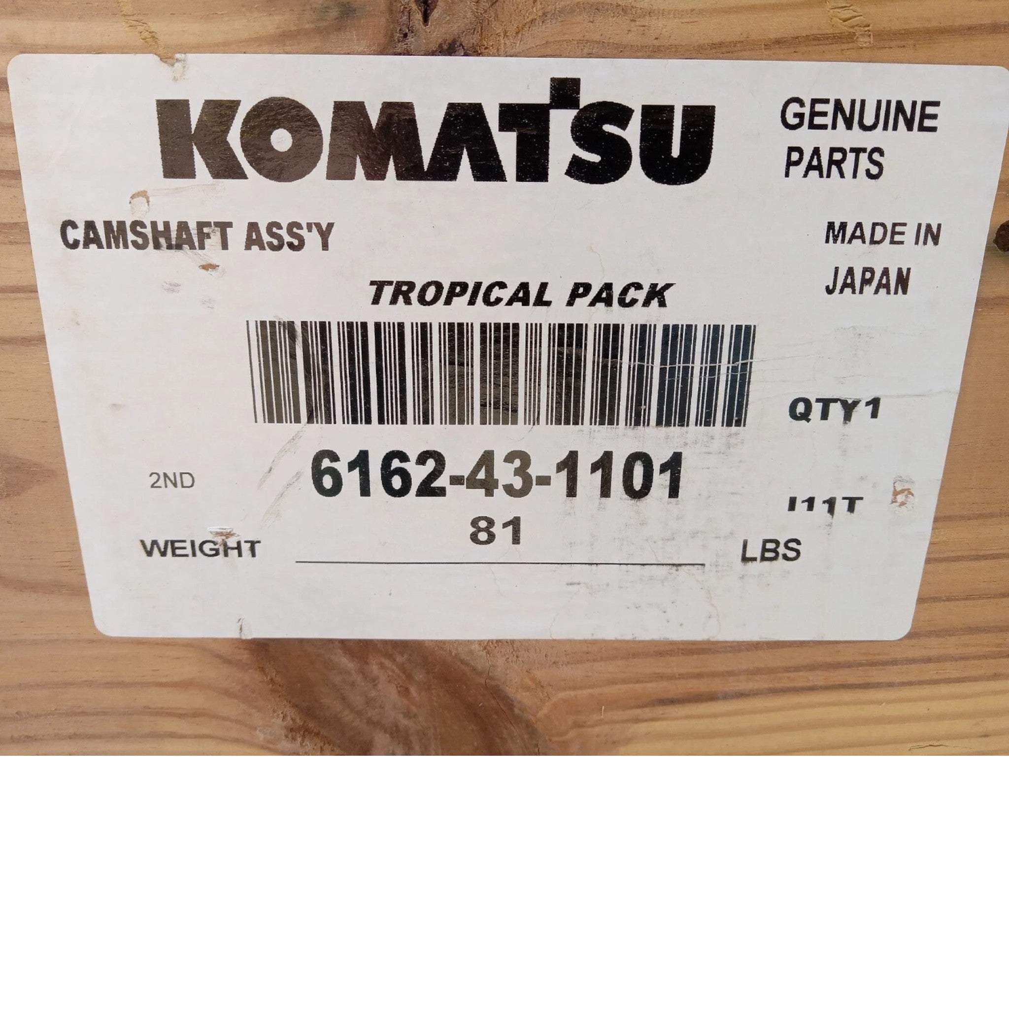 6162-43-1101 Genuine Komatsu Camshaft Assembly