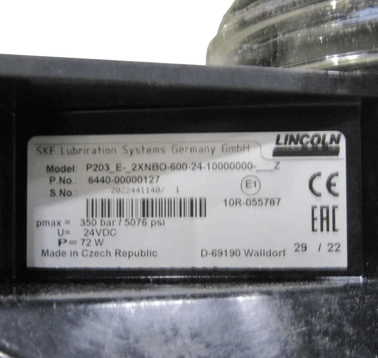 6440-00000127 Genuine Lincoln Skf Lubrication Progressive Pump P203E