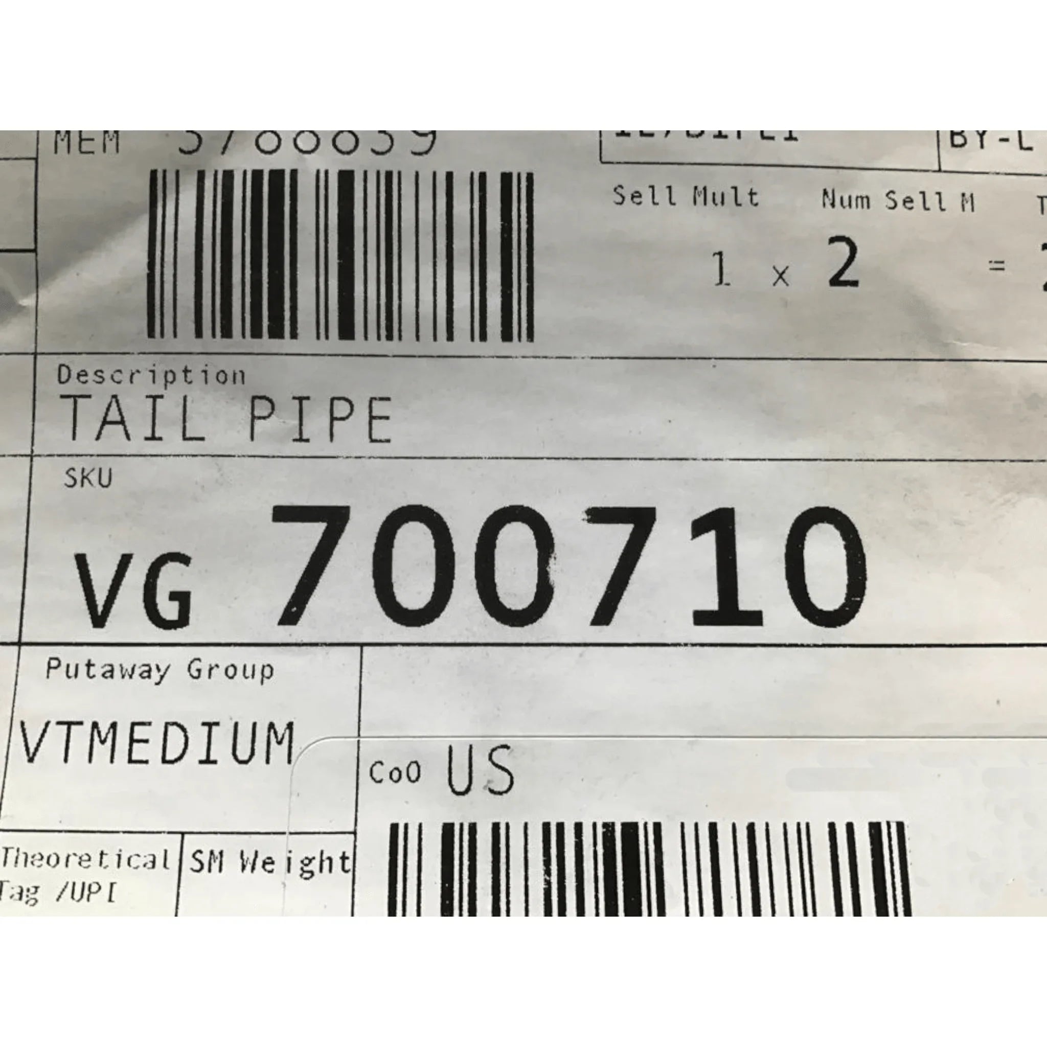 700710 Genuine Volvo Tail Pipe - Truck To Trailer