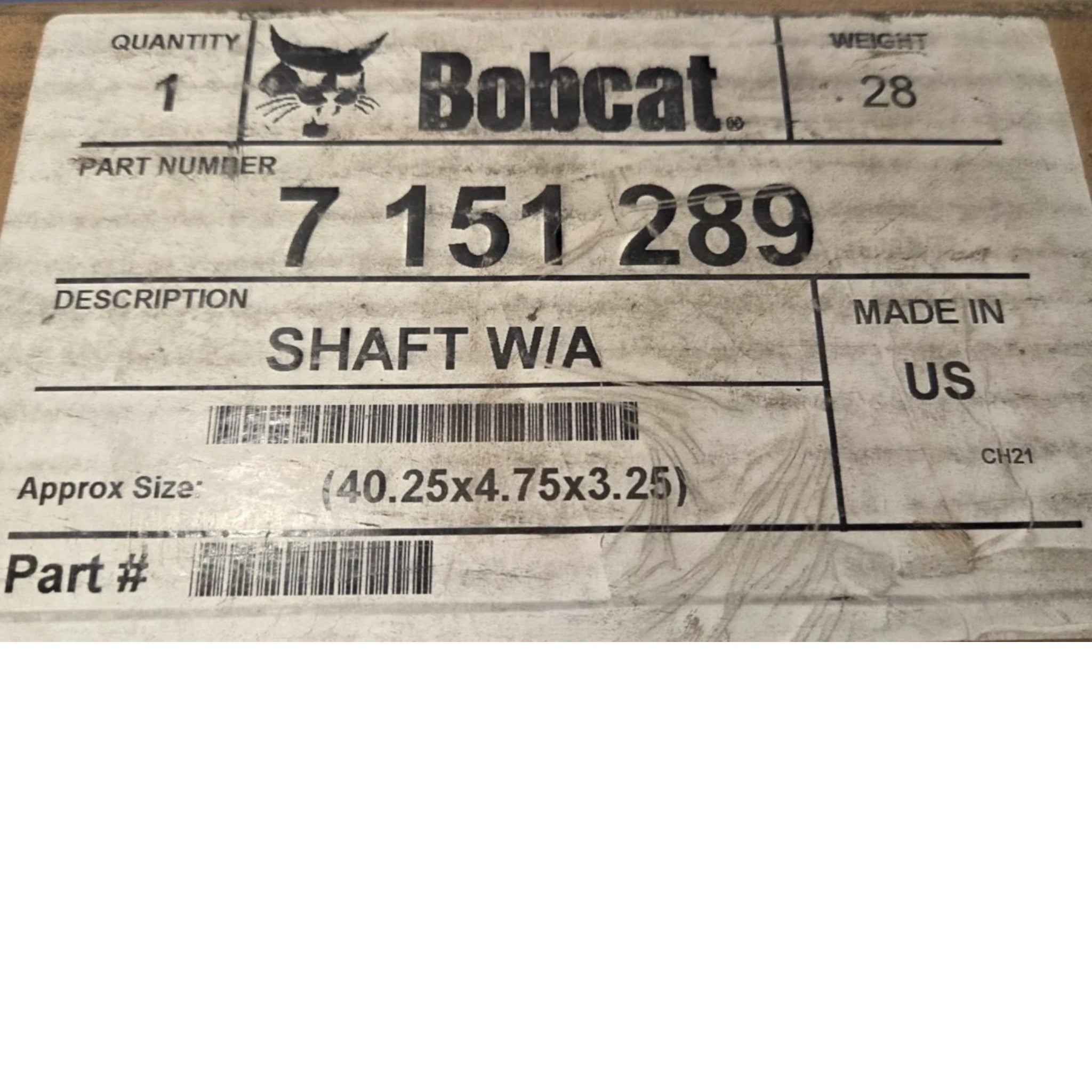 7 151 289 Genuine Bobcat Shaft For Excavators