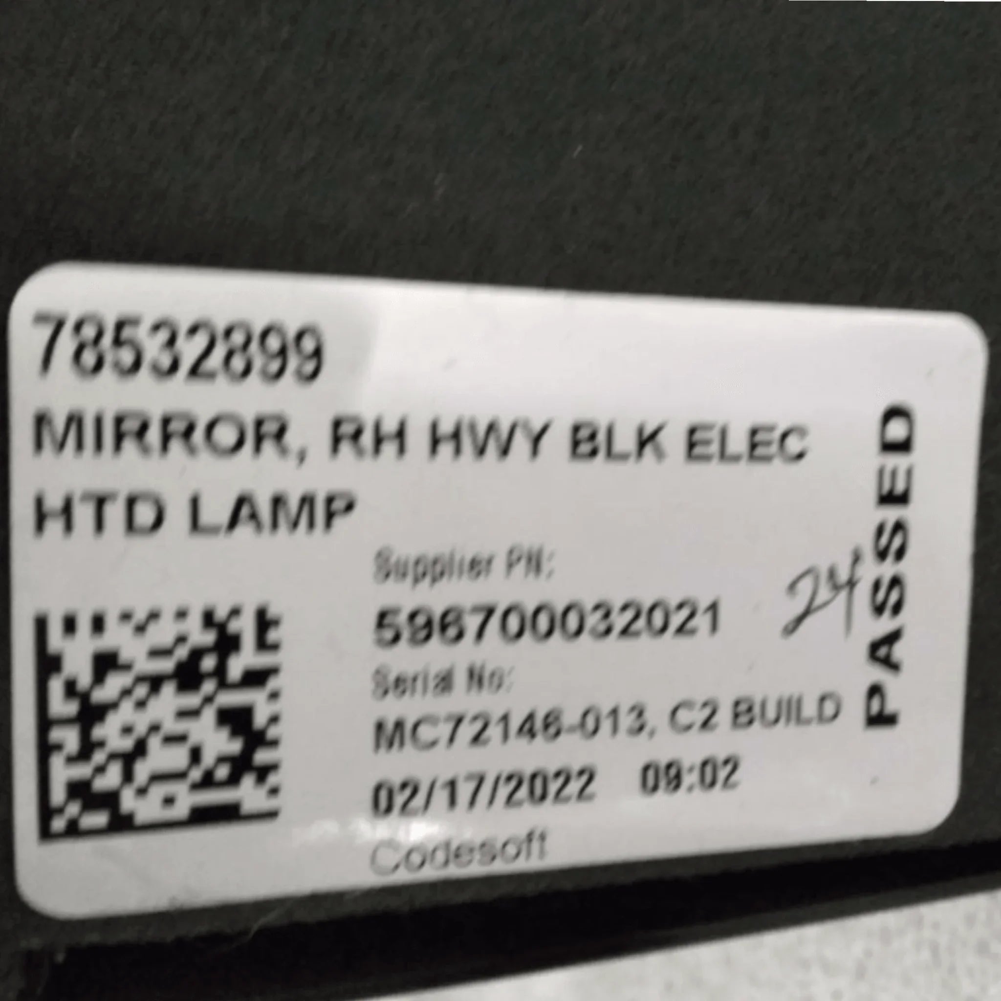 78532899 Genuine Volvo Mirror - Truck To Trailer
